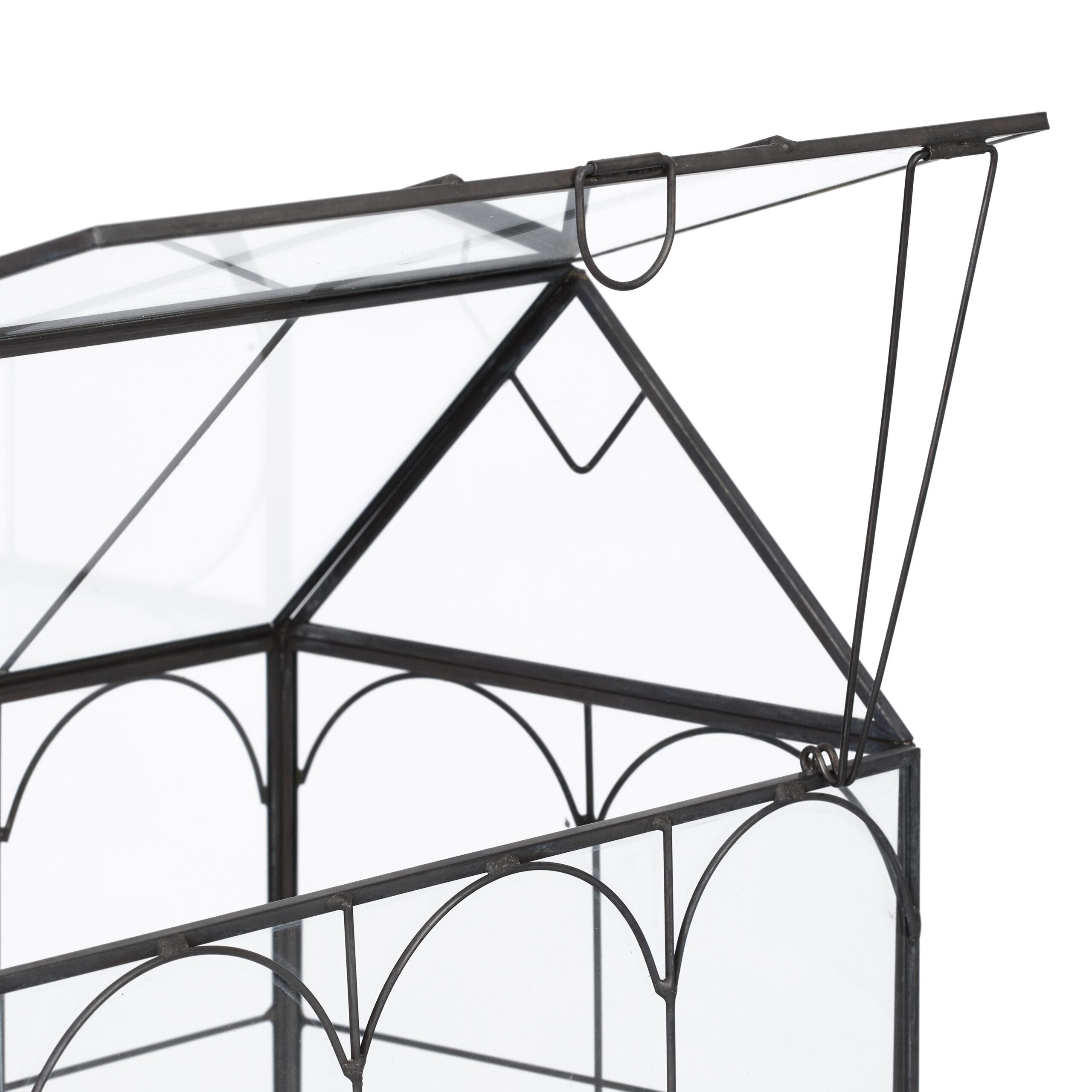 relaxdays Dekovase Pflanzenterrarium Glas Hausform (1 St), schwarz – Bild 5 von 5