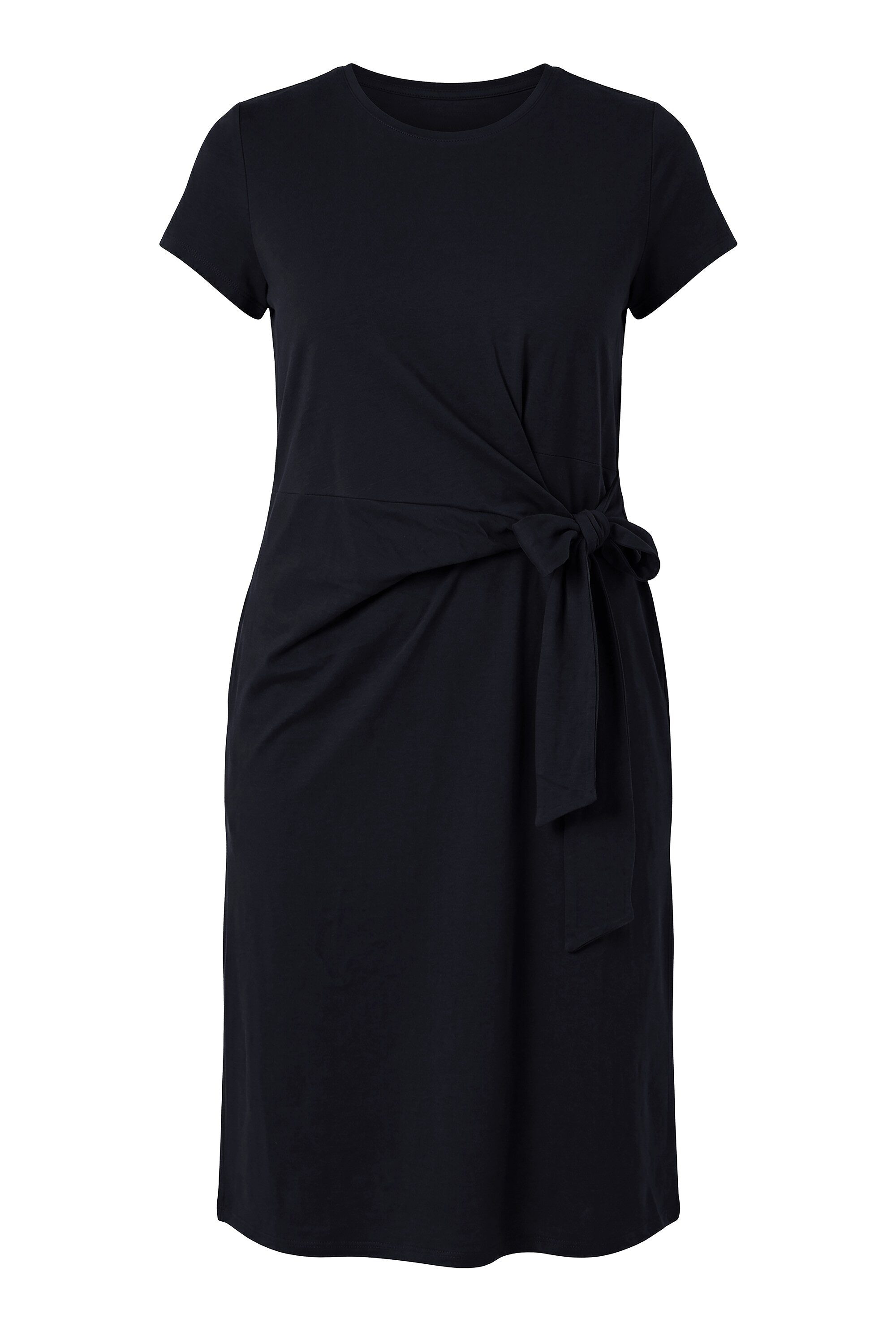 Midikleid Midi-Jerseykleid A-Line Drapierung mit Bindeband