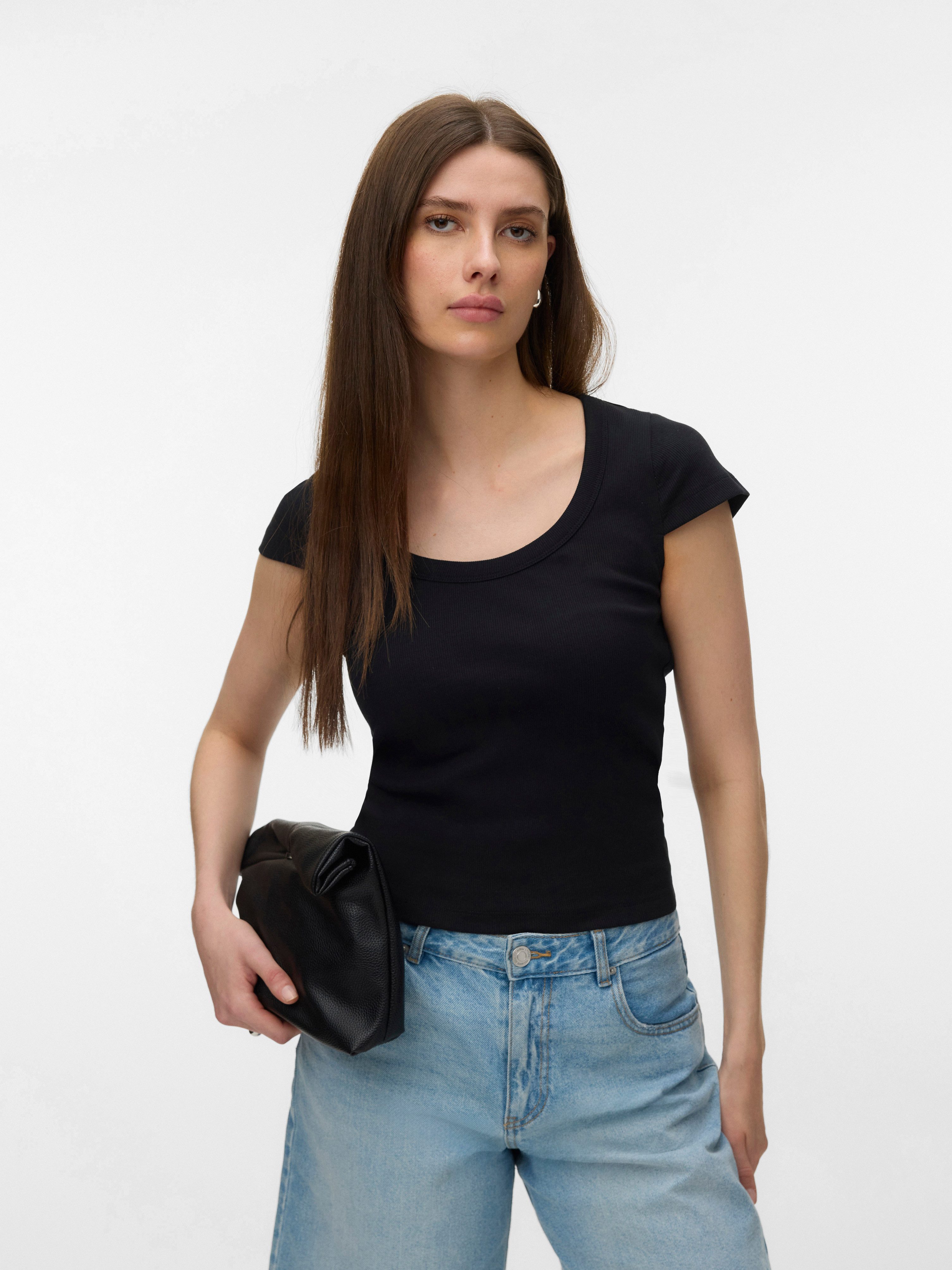 Vero Moda Kurzarmshirt VMCHLOE CS SHORT U-NECK NOOS Baumwollmischung günstig online kaufen