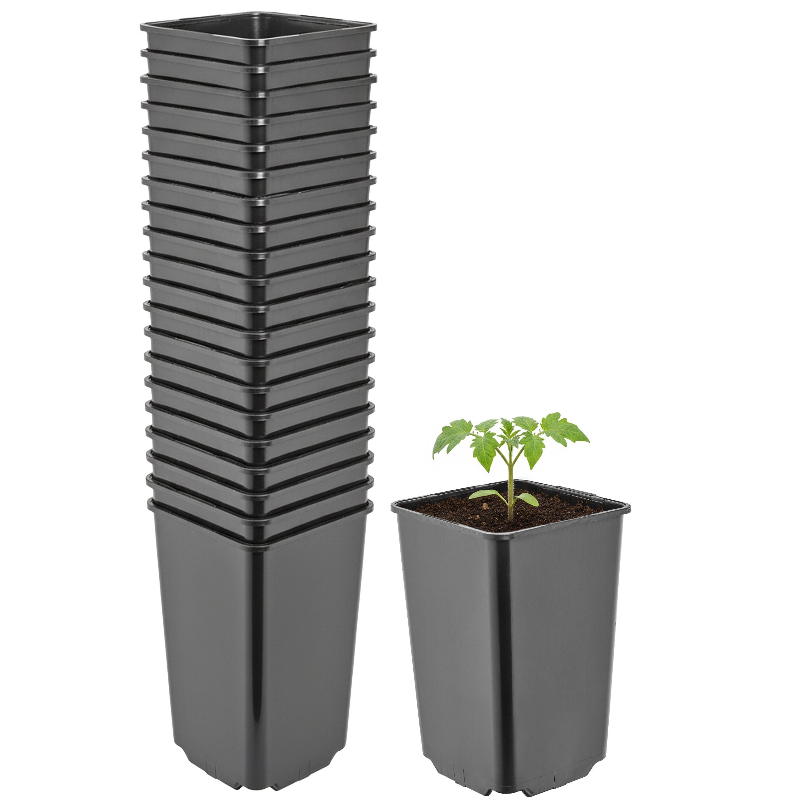 Garronda Blumentopf Kunststoff hoch eckig mit Drainagelöchern für Garten GD-0201 (20 St., 20er Set)