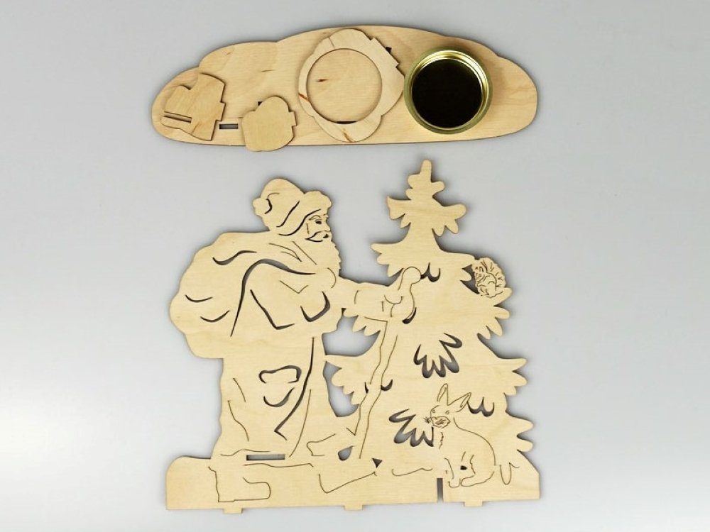 DeColibri Kreativset Bastelset Basteln Weihnachten Holz Weihnachtsmann, (Bastelset), Made in Germany, aus Holz, bemalbar