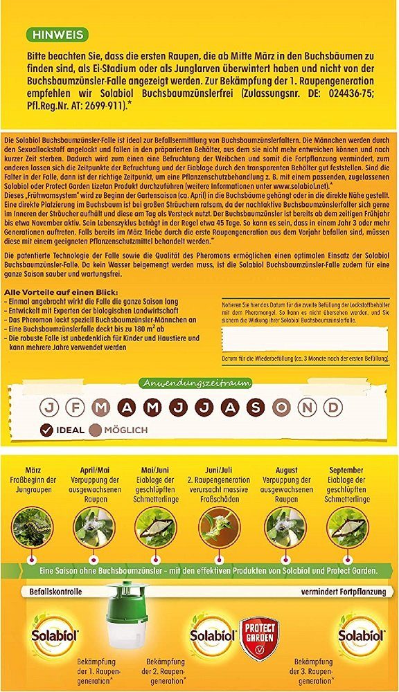 Solabiol Insektenvernichtungsmittel Buchsbaumzünslerfalle Solabiol