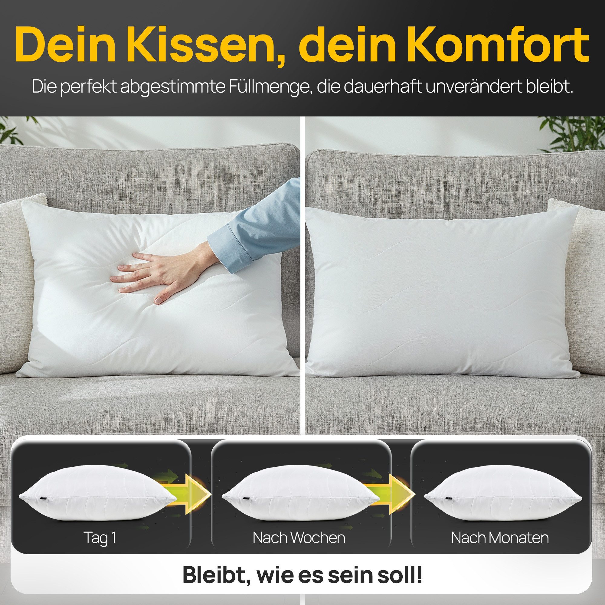 LILENO HOME Kopfkissen LILENO HOME Allergiker Kopfkissen Oeko-Tex & - Made in Germany, Füllung: 100% Polyester, Seitenschläfer, Bauchschläfer, Rückenschläfer, Spar-Set, 2er Set, Dekokissen 30x40 cm, allergikergeeignet, Bettkissen oder Kopfkissen