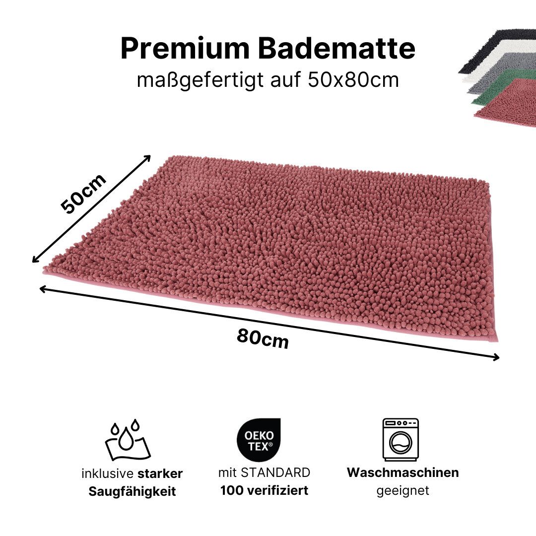 LIVINA HOME Badematte Badteppich rutschfeste Badematten, flauschiger und weicher Badteppich, rutschhemmend beschichtet, Chenillen Optik, trockene und schimmelre – Bild 3 von 5
