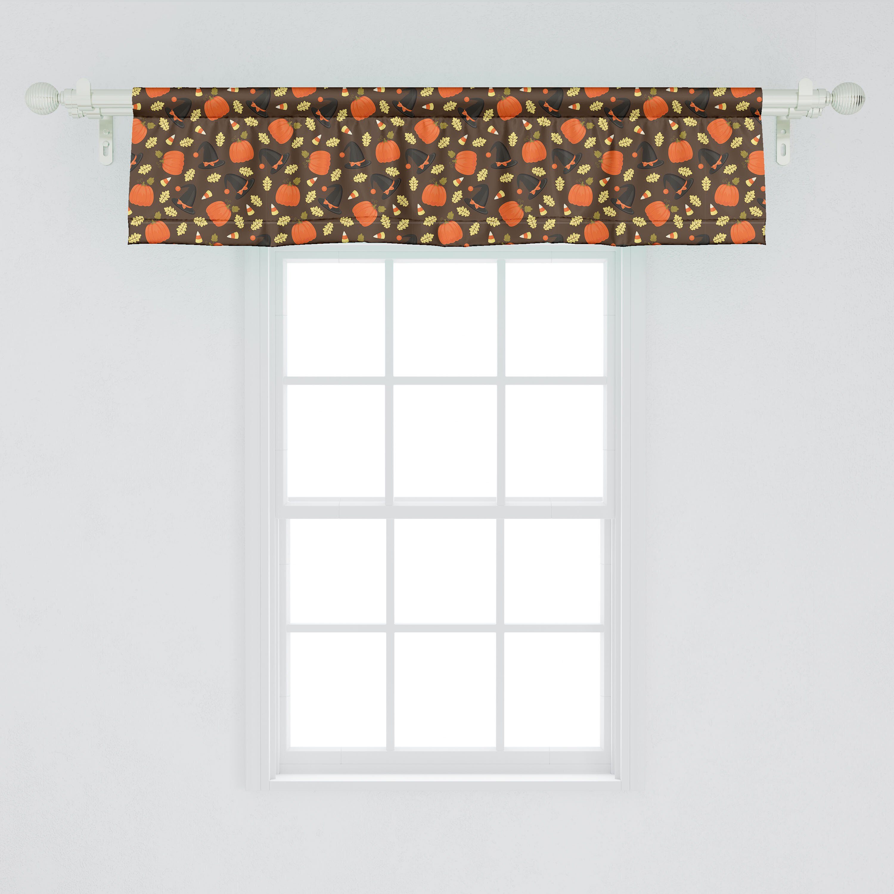 Microfaser, Scheibengardine Kürbisse Volant für Abakuhaus, Herbst Stangentasche, mit Schlafzimmer Vorhang Dekor Küche Saisonkunstwerk