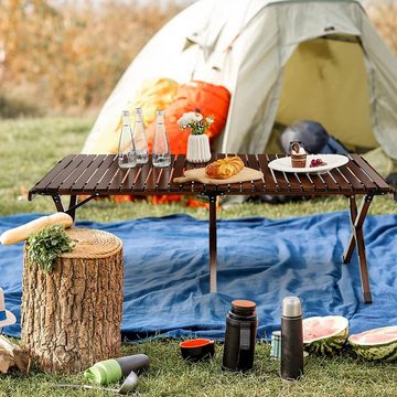 KOMFOTTEU Campingtisch tragbarer Picknicktisch mit Tragetasche, aus Holz