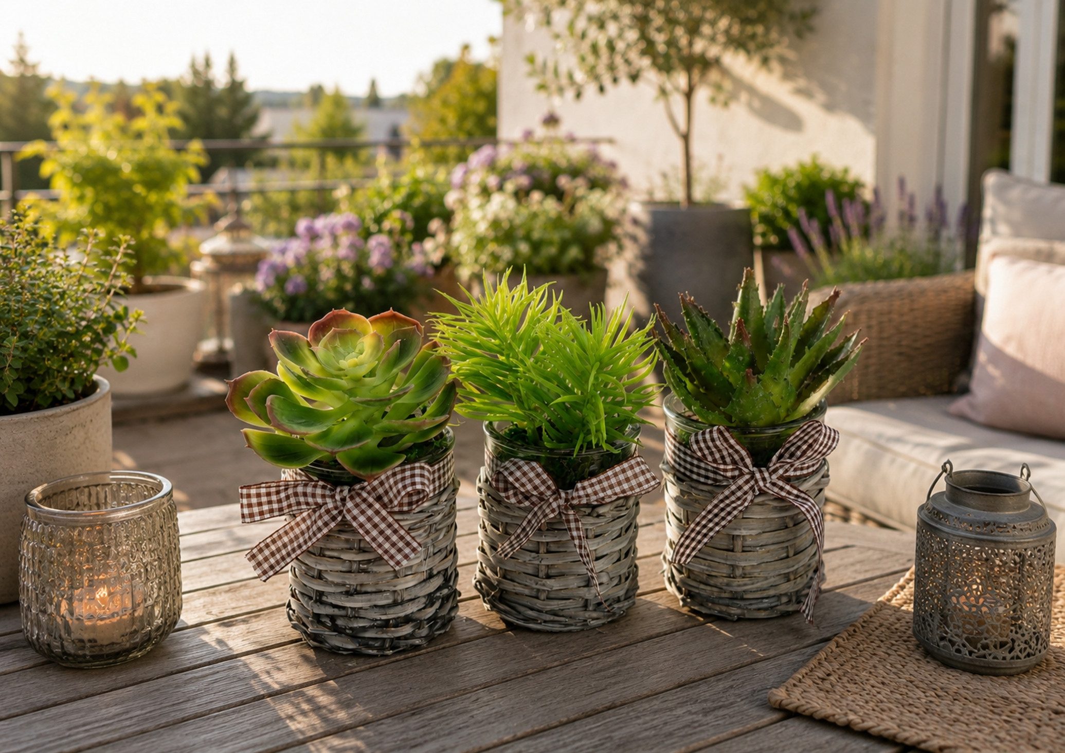 Kunstblume Künstliche Sukkulenten im Topf 3er Set 15cm Agave Aloe Vera Pflanze Kaktus, I.GE.A., Höhe 15 cm, Kunstkaktus Kaktus Pflanze Deko Dekopflanze Kalanchoe Zimmerpflanze