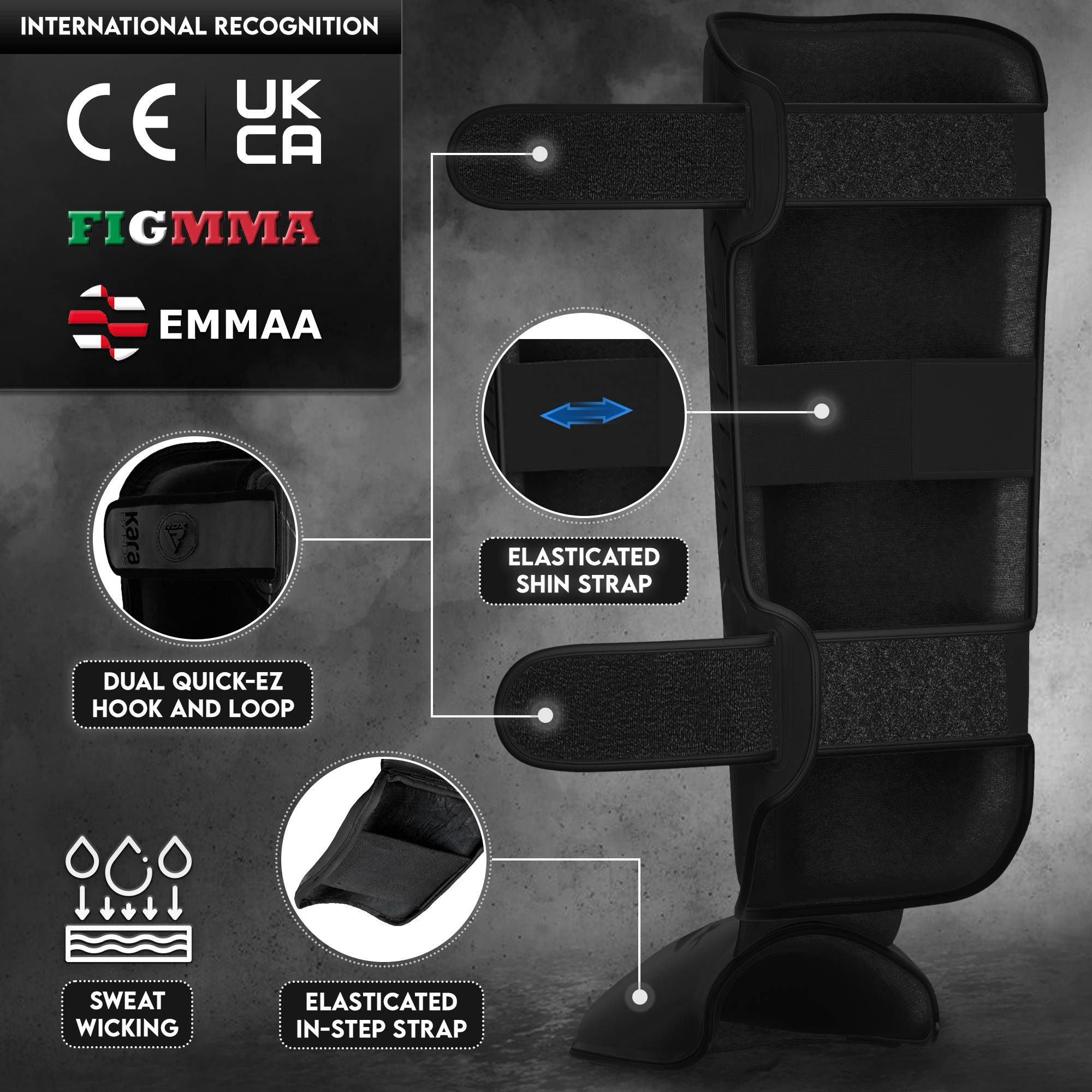 RDX Sports Kampfsport Schienbeinschoner RDX F6 KARA MMA Schienbein Einlagenschutz