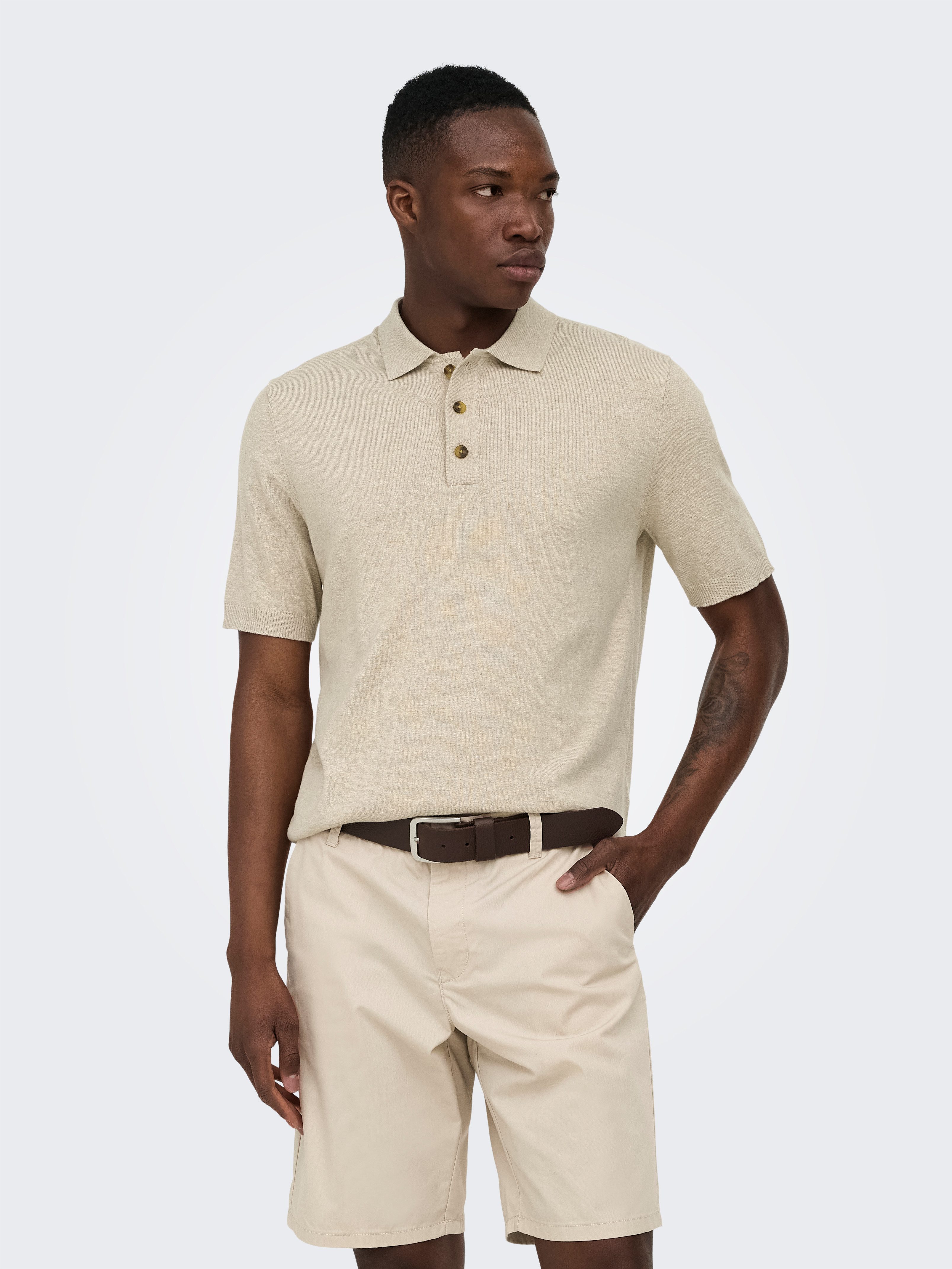 Polokragenpullover ONSLOUI REG 12 SS MEL POLO KNIT NOOS