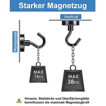 RefinedFlare Wandhaken 38 kg belastbare Magnethaken (6 Stück), (6-St)
