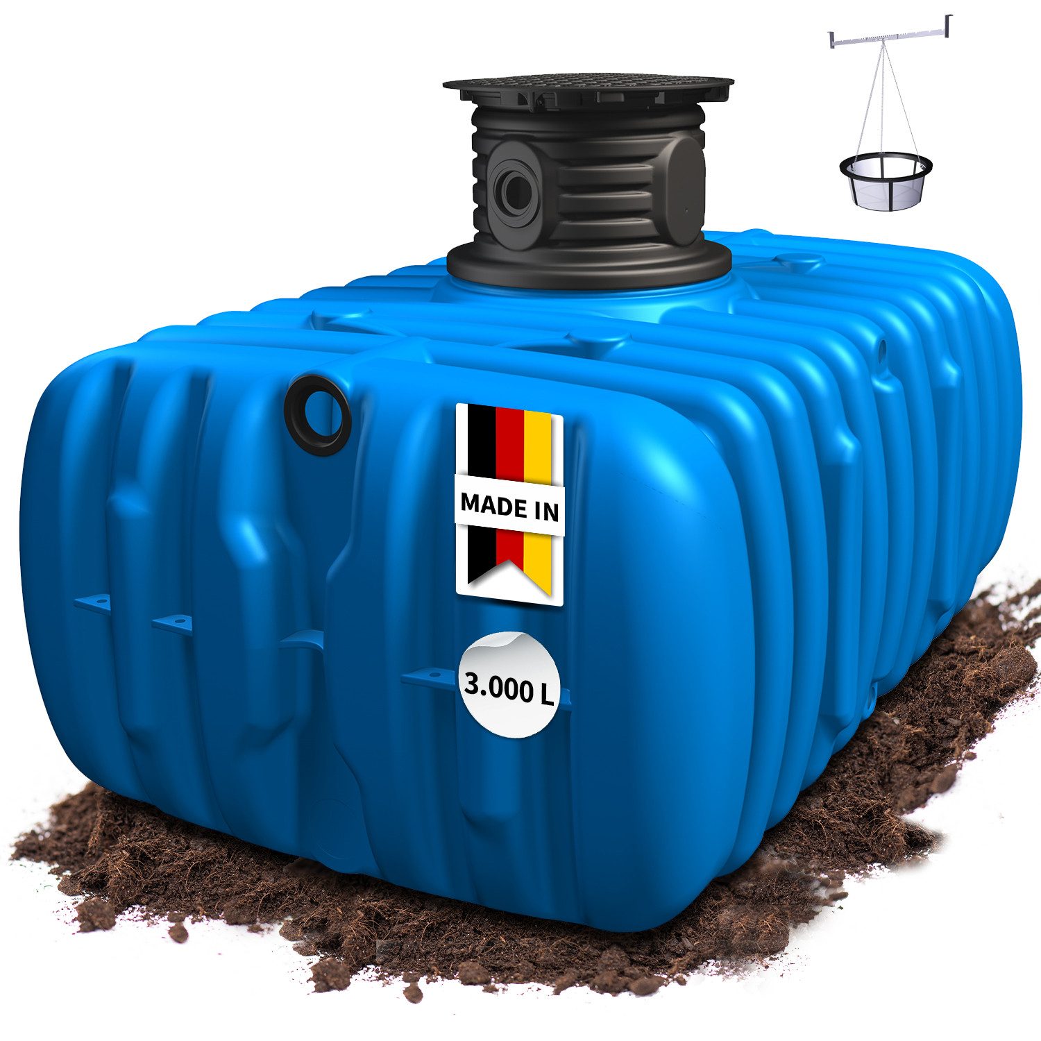 4rain Regenwassertank FLAT M Flachtank-Set 3000 Liter, 3000 l