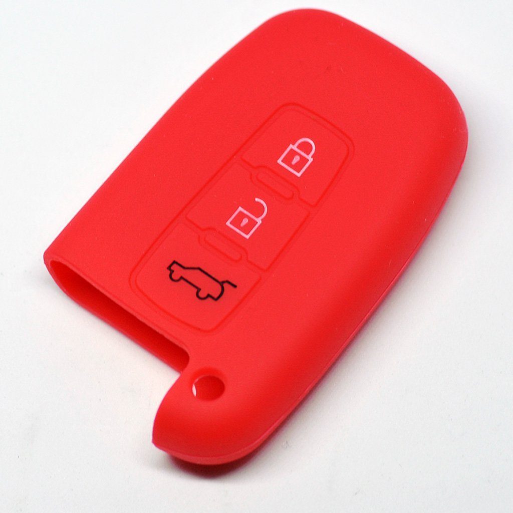 mt-key Schlüsseltasche Autoschlüssel Softcase Silikon Schutzhülle Rot, für Hyundai Genesis Sonata KIA Optima Sportage KEYLESS SMARTKEY