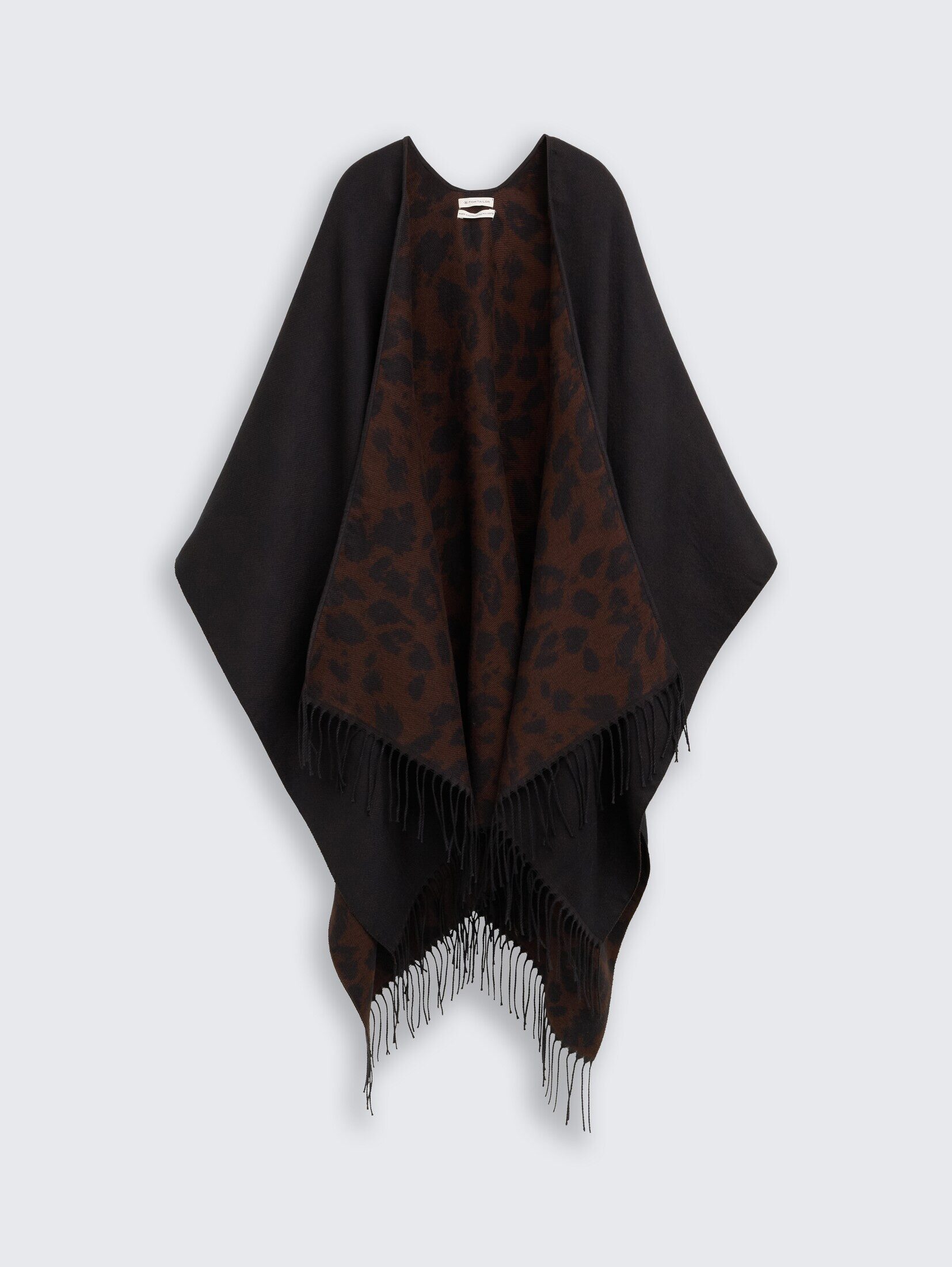 TOM TAILOR Strickponcho Accessoire Cape mit Leo-Print