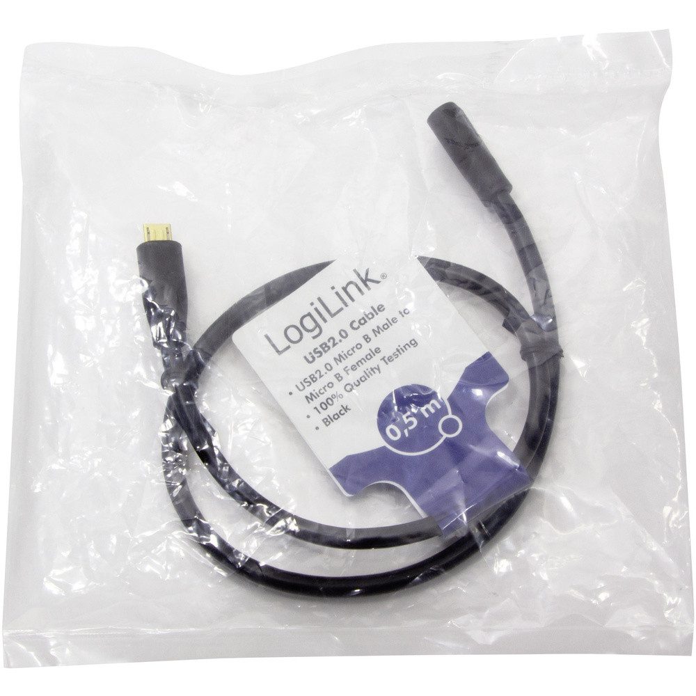 LogiLink LogiLink USB-Kabel USB 2.0 USB-Micro-B Stecker, USB-Micro-B Buchse 0. USB-Kabel, (50.00 cm)