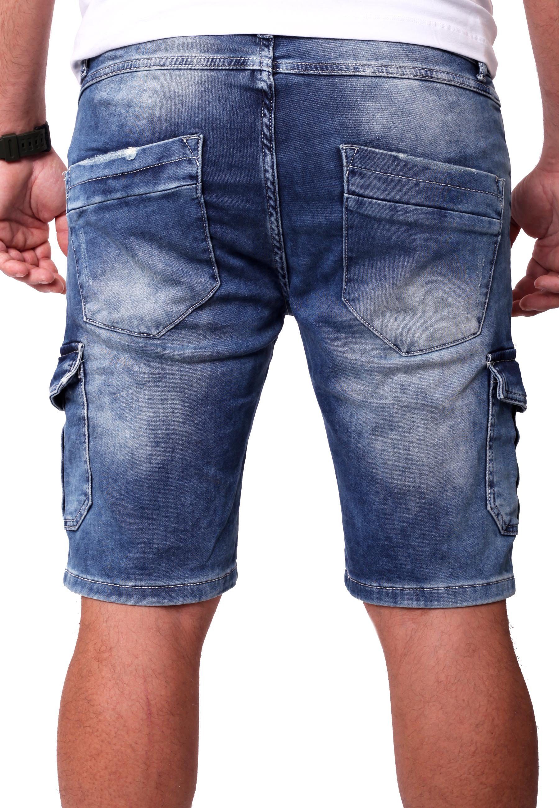 Jeansbermudas Herren Jeansshorts Cargo Sommer Sweathose Hosen Stretch Jeans-Hose Sweatjeans Kurze Jeans Reslad - Reslad in Shorts Cargo-Shorts