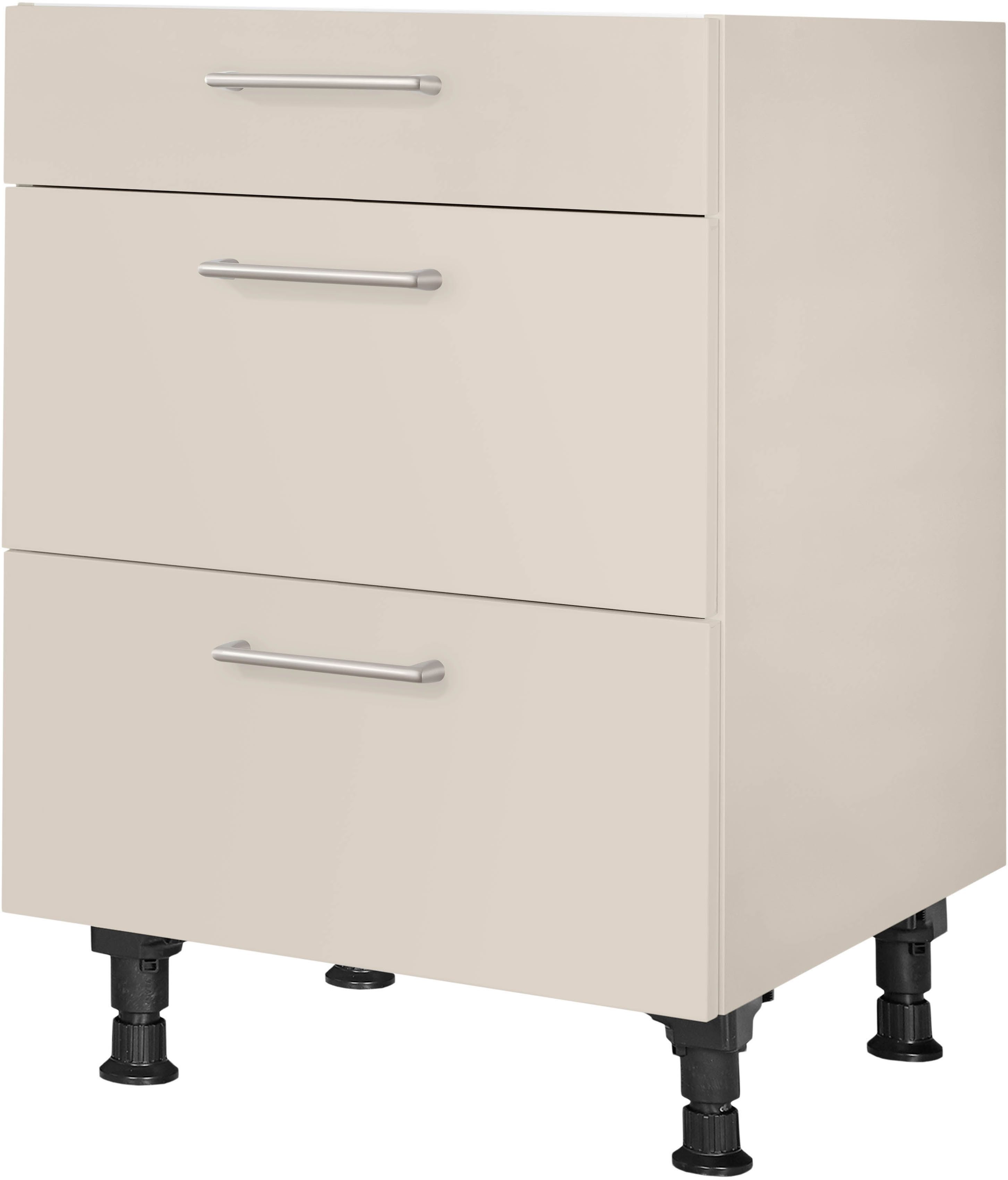 nobilia® Unterschrank "Laser", vormontiert, mit höhenverstellbaren Sockelfüßen, in den Breiten 30, 45, 60 und 90 cm, mit Schubkasten und Auszügen