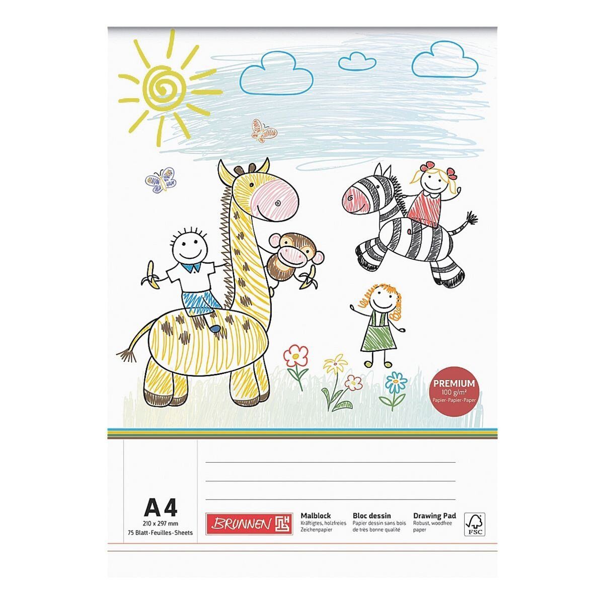 BRUNNEN Malblock, A4, 75 Blatt/ Block, Grammatur 100 g/m² günstig online kaufen