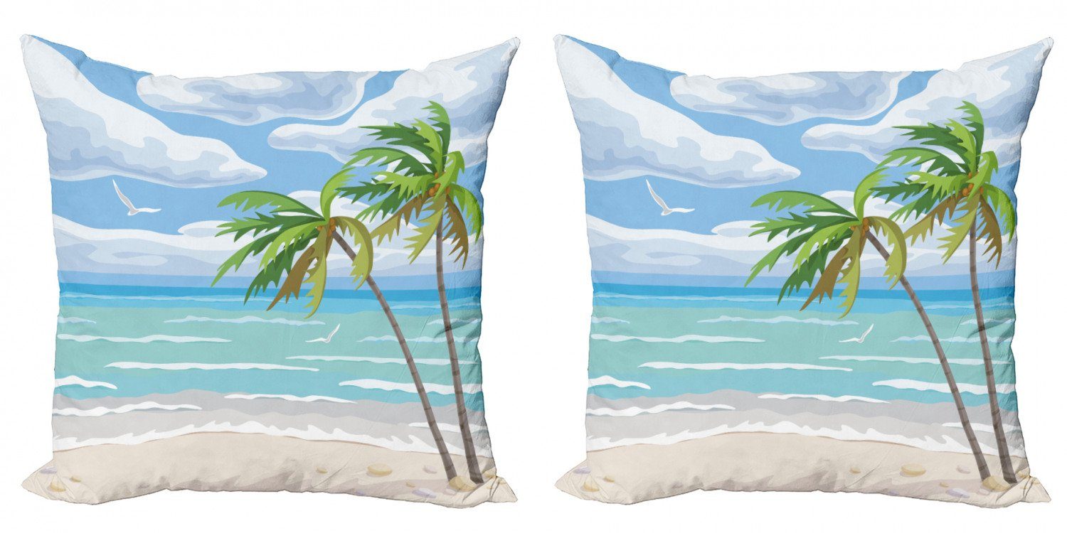 Kissenbezüge Modern Accent Doppelseitiger Digitaldruck, Abakuhaus (2 Stück), Grafik-Strand Sommer Küste Wind