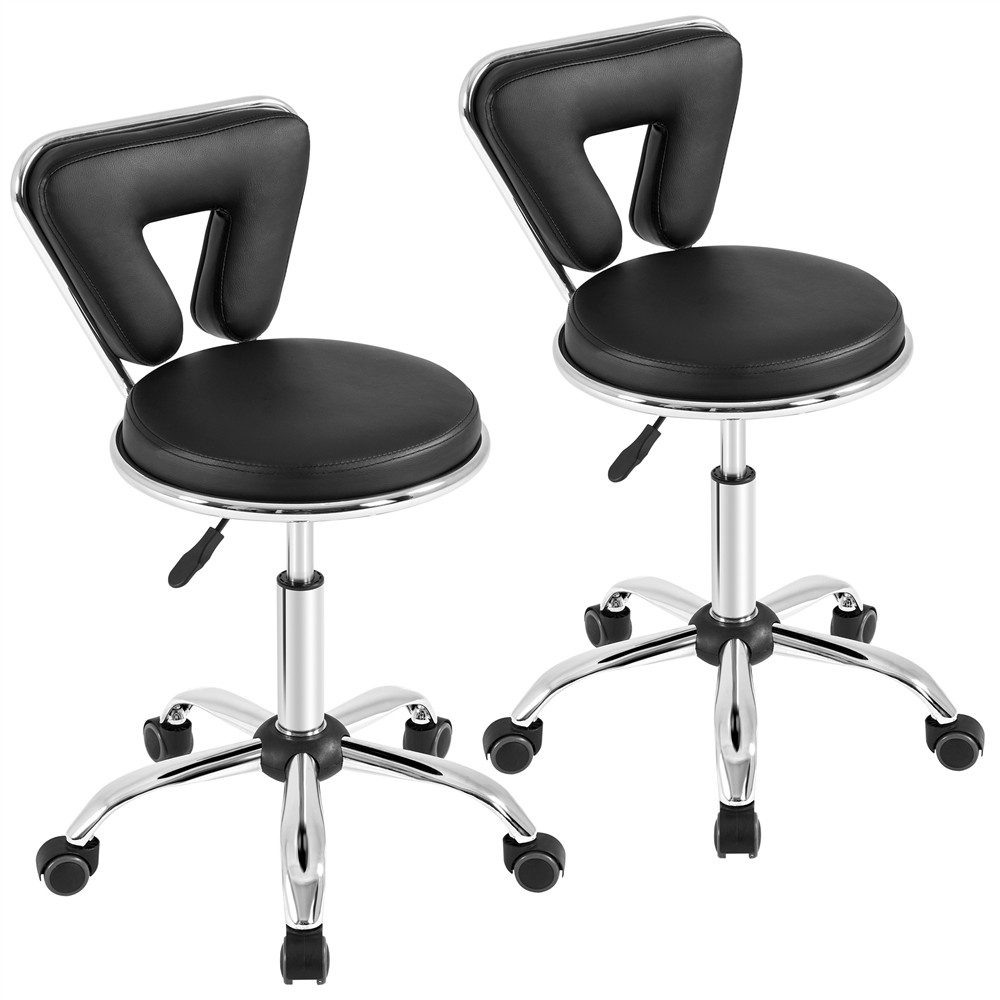Yaheetech Вращающийся табурет Moderner Высокие табуреты (2 St), 2er-Rollhocker mit Rückenlehne Höhenverstellbar 46,5-61cm