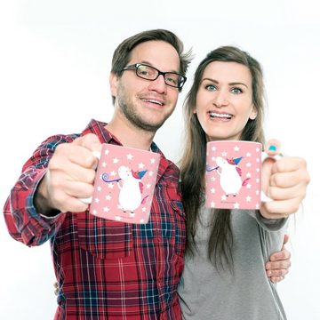 Mr. & Mrs. Panda Kinderbecher Einhorn Party - Rot Pastell - Geschenk, Bruchsichere Tasse, Glitzer, Kunststoff, Bruchfest