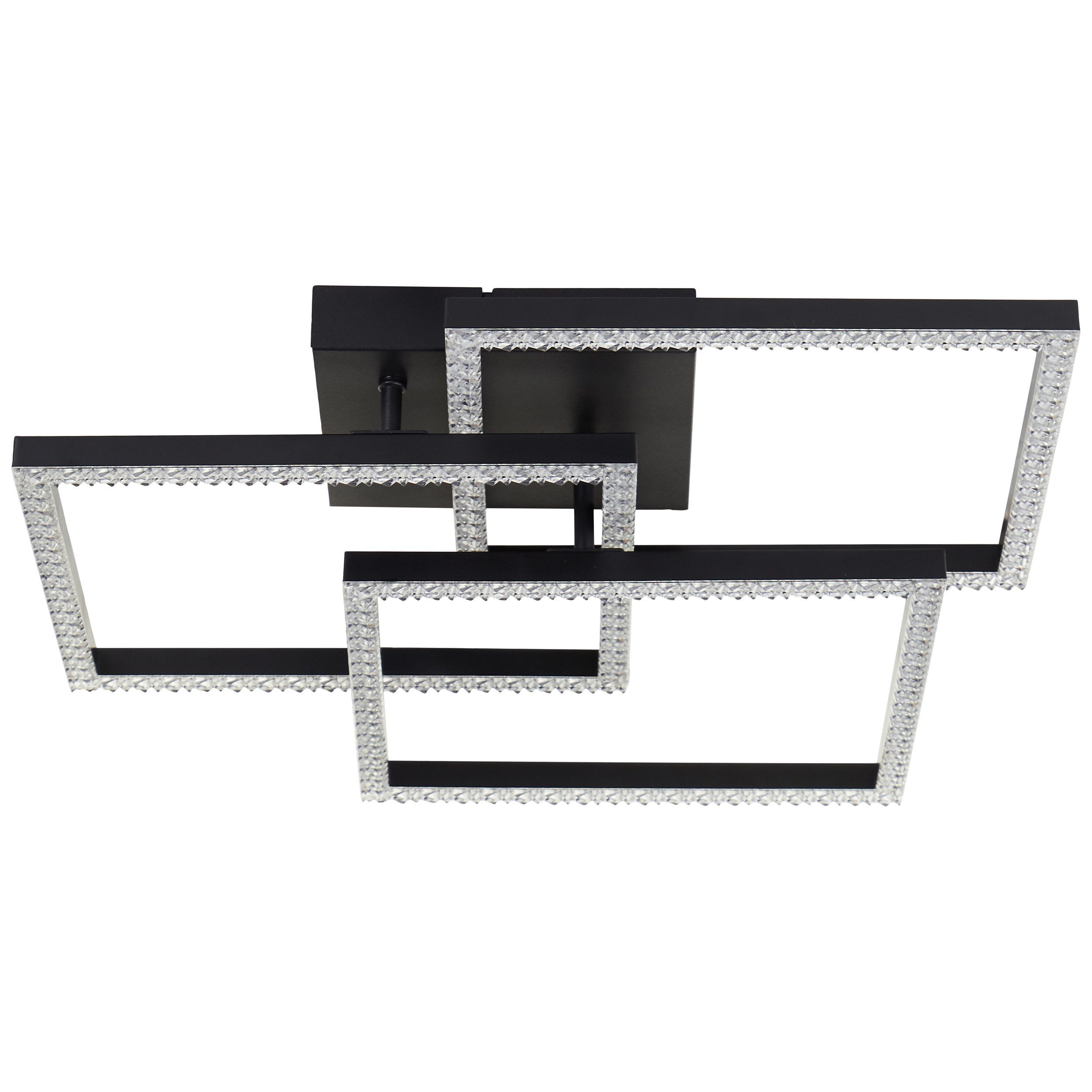 Brilliant LED Deckenleuchte Ranni, LED fest integriert, Neutralweiß, 47 x 47, 3900 lm, 4000 K, Kristalloptik, schwenkbar, schwarz