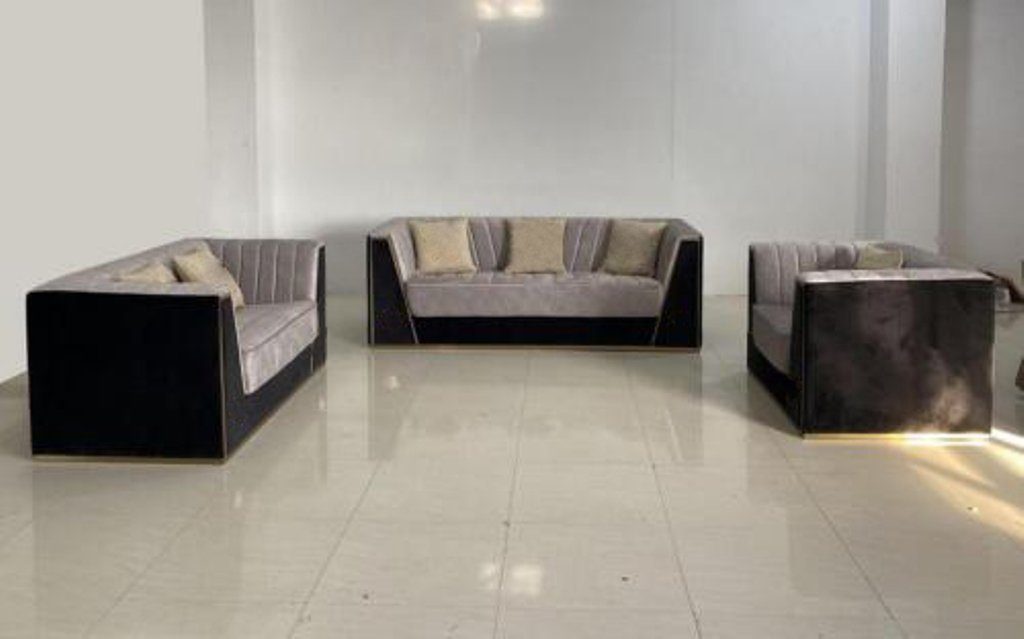 3+2+1 Grau/Schwarz Sitzer moderne JVmoebel Garnitur Sofagarnitur in Made Graue Sofa Europe Neu, luxus