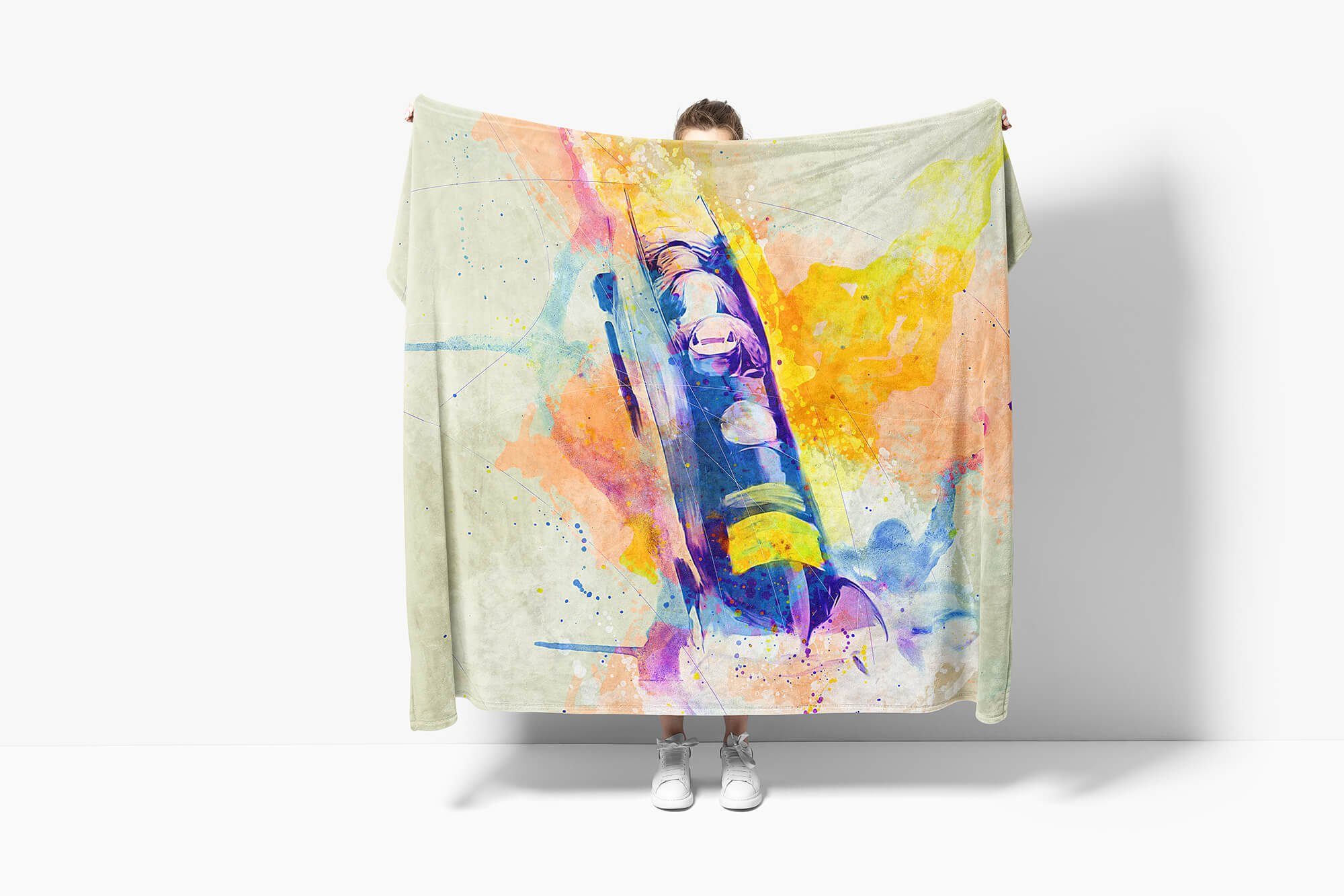 Sinus Sport, Handtuch Bobsport Strandhandtuch Kuscheldecke I Saunatuch Sport (1-St), Handtuch Art SplashArt Kunstvoll Baumwolle-Polyester-Mix Handtücher