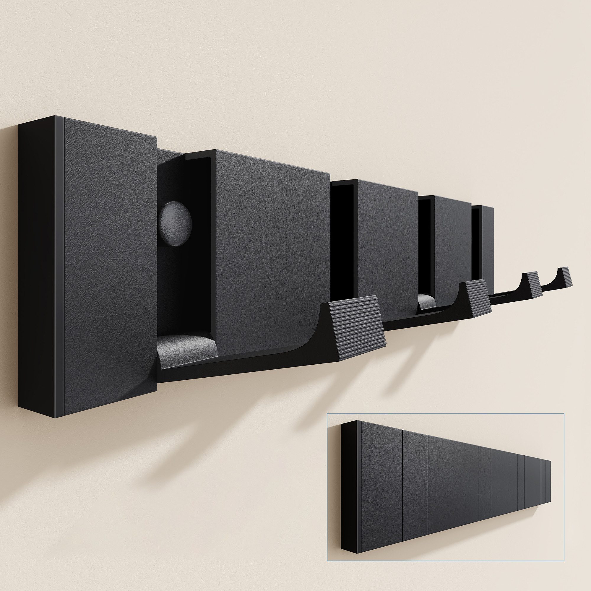 doporro Garderobenleiste Wandgarderobe Garderobenhaken aus Alu mit 4/6 Haken Kleben/Bohren, 4/6 faltbare Haken