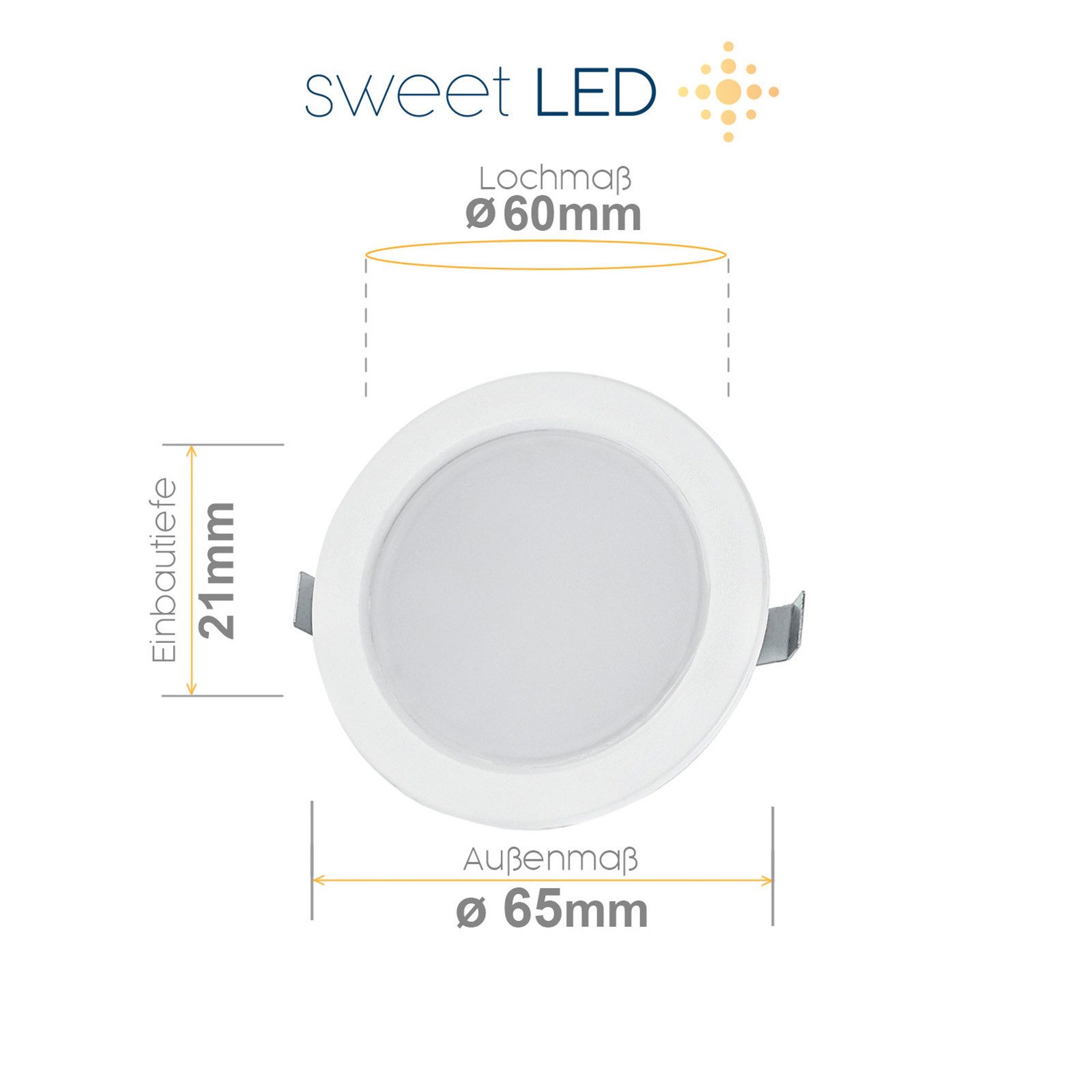 Sweet LED LED Einbaustrahler 4er Set 3,5 W Möbelleuchten IP44 weiß 12 V, spritzwassergeschützt, LED fest integriert, 6500K - kaltweiß, Vitrinenbeleuchtung, Möbeleinbaustrahler