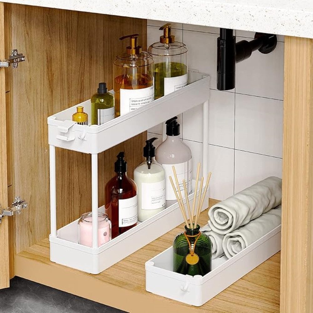 SPACEKEEPER Servierwagen 3-stöckiger schmaler Rollwagen, Badorganizer, Küchenorganizer, (1 St), Mobiler Aufbewahrungswagen für enge Nischen, Küche & Wäscherei