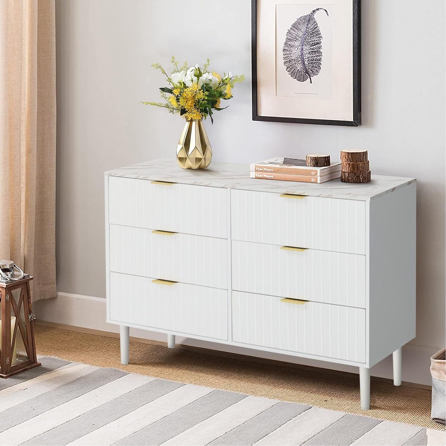 UEV Schlafzimmer-Set, 3er-Set Schlafzimmermöbel in Marmoroptik, (Kommode mi günstig online kaufen