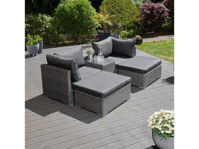 Green Spirit Gartenlounge-Set Aluminium Gartenlounge Samoa, Dunkelgrau, (Set, 5-tlg), Sondersdition, Multifunktionslounge, Gartensofa