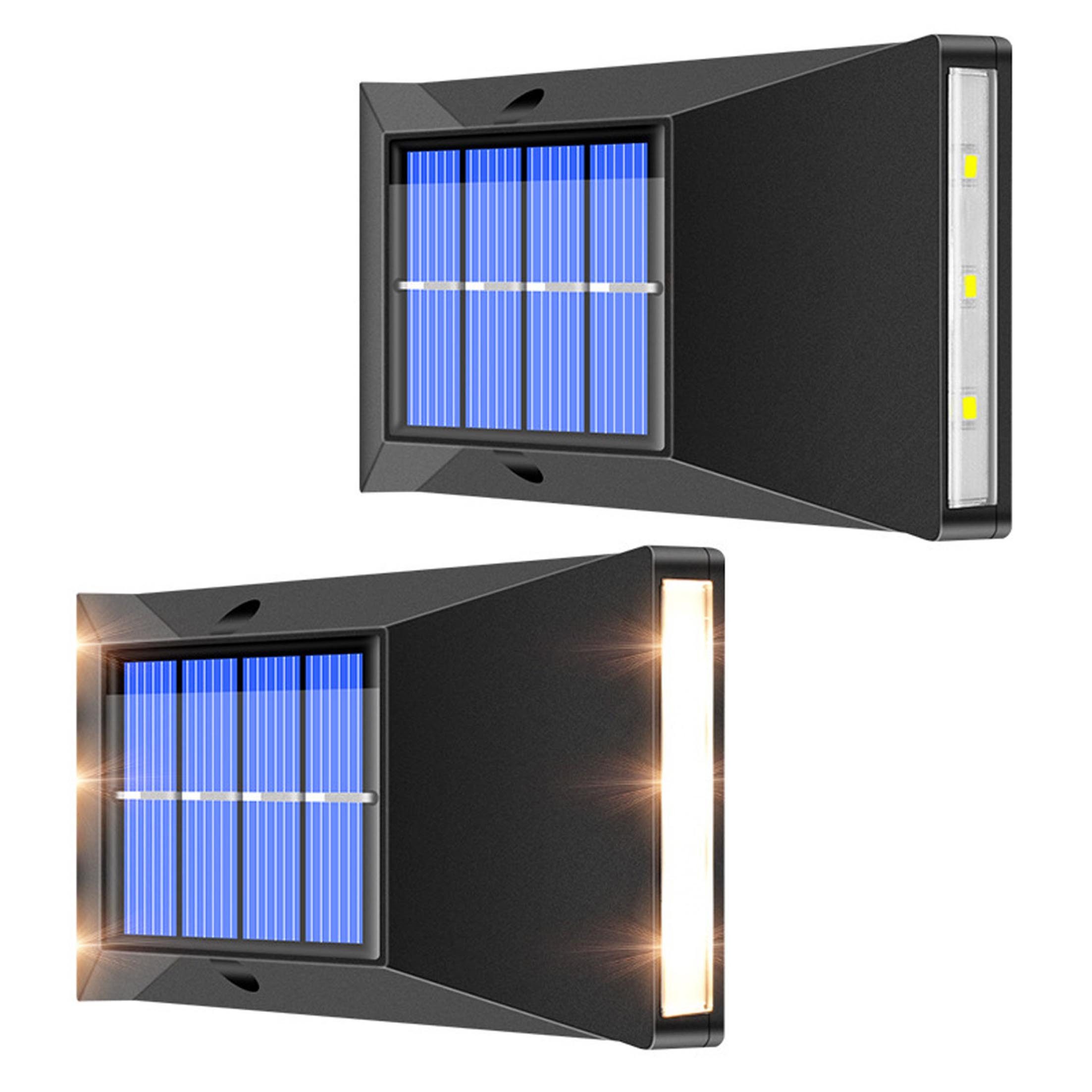 KINSI LED Solarleuchte 2 Stück Solar-Wandleuchte, warmes Licht, Gartendeko & Wegbeleuchtung, LED fest integriert, Für Terrasse & Balkon, automatische Ein-/Ausschaltung