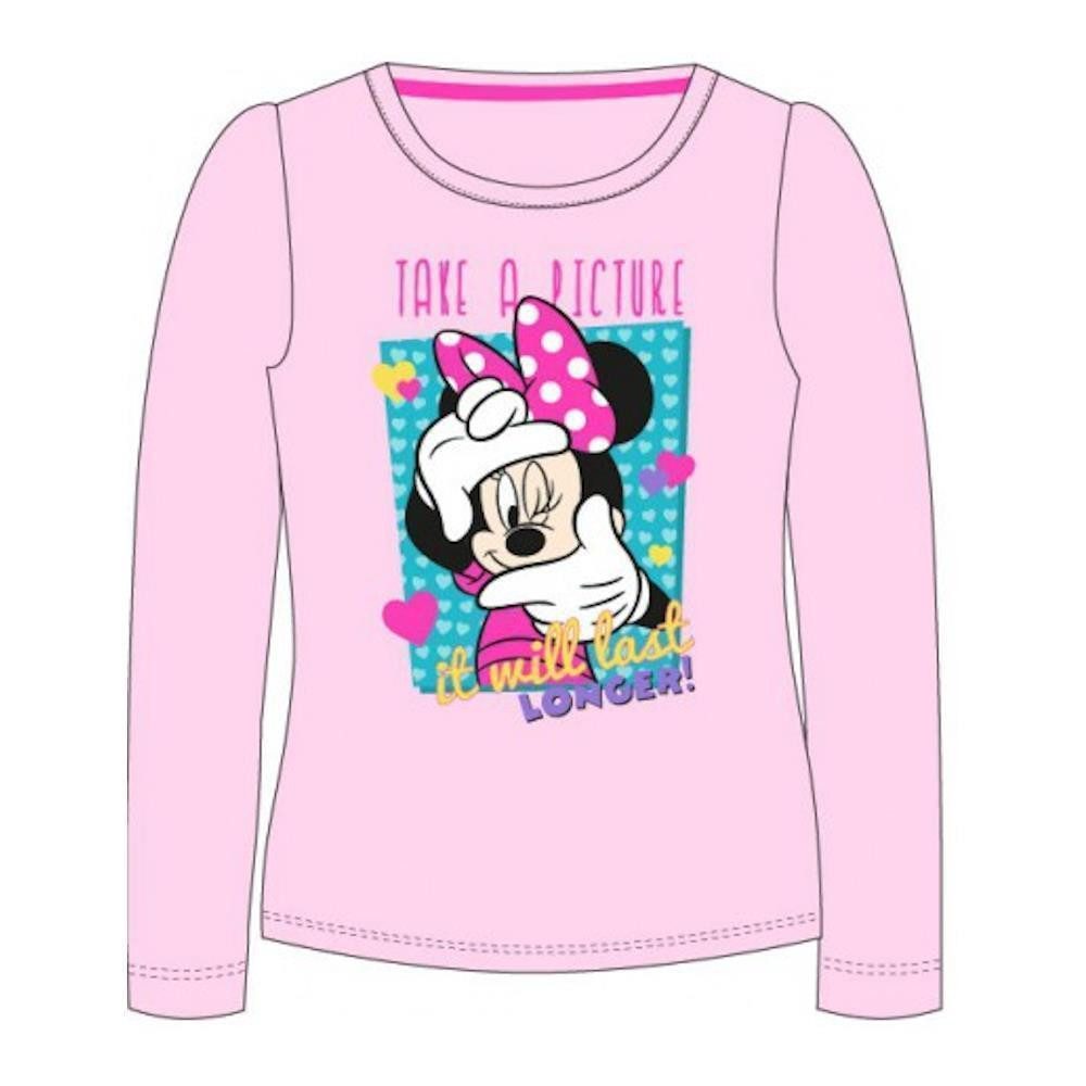 Disney Minnie Mouse T-Shirt Minnie Maus Langarm-Shirt "Take Adventure", Weiß & Rosa, Gr. 98–128