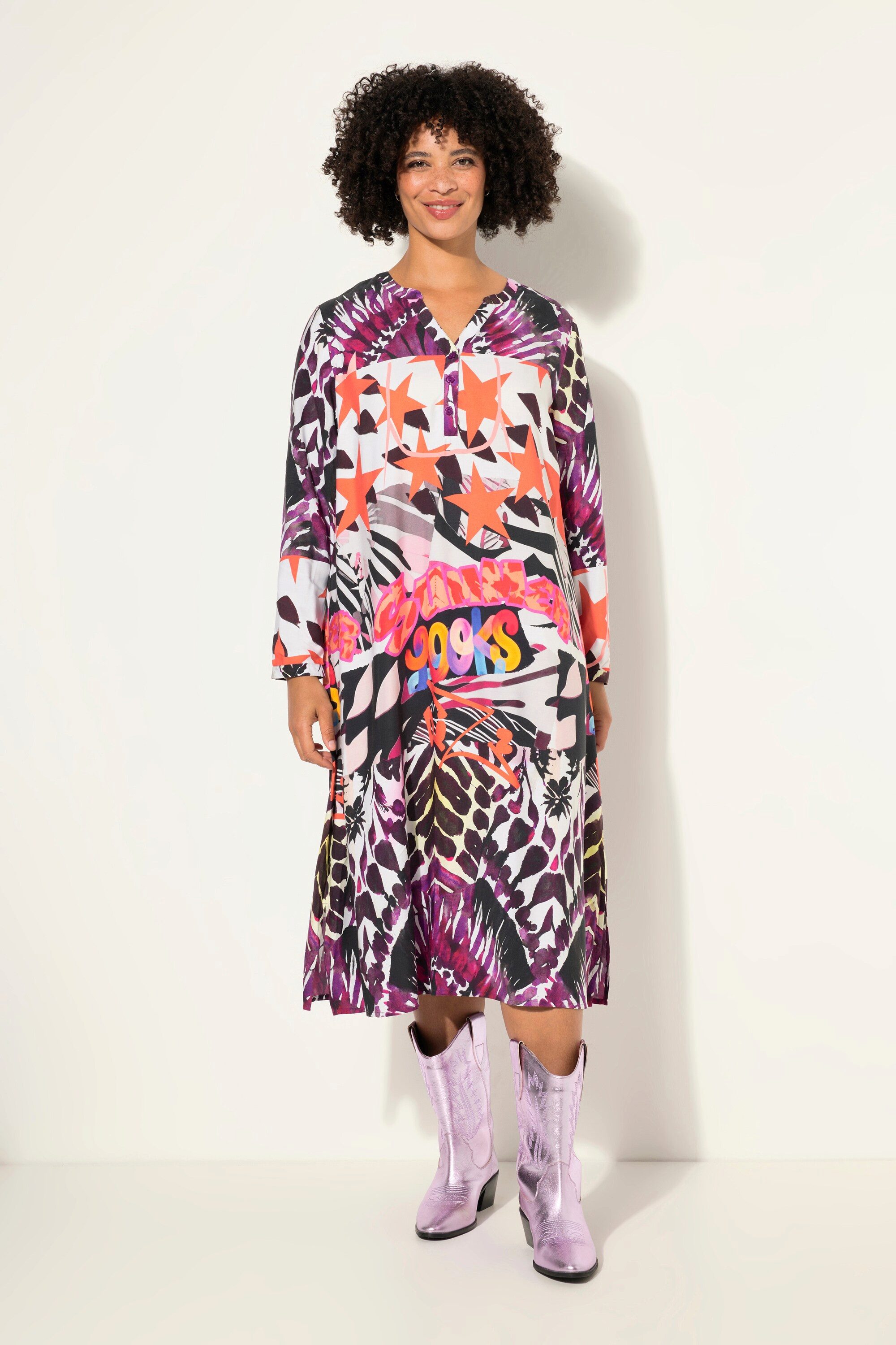 Angel of Style Midikleid Midikleid Mustermix-Druck Tunika-Ausschnitt günstig online kaufen