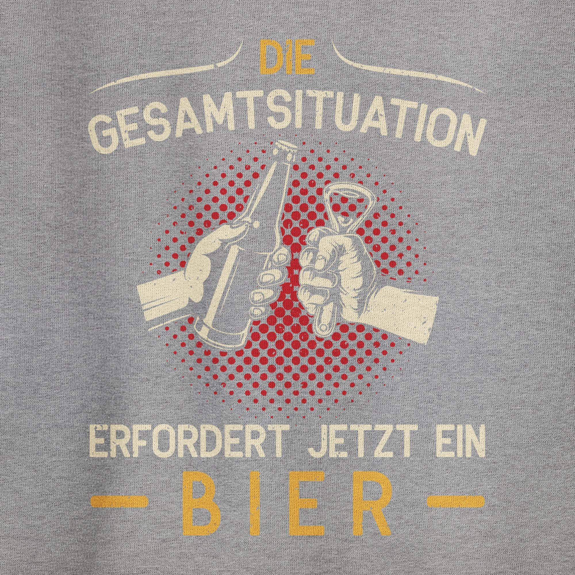 Alkohol Die 3 (1-tlg) - ein Bier jetzt Geschenk Va Herren meliert Party Grau Gesamtsituation & erfordert Shirtracer Bierfreunde Sweatshirt
