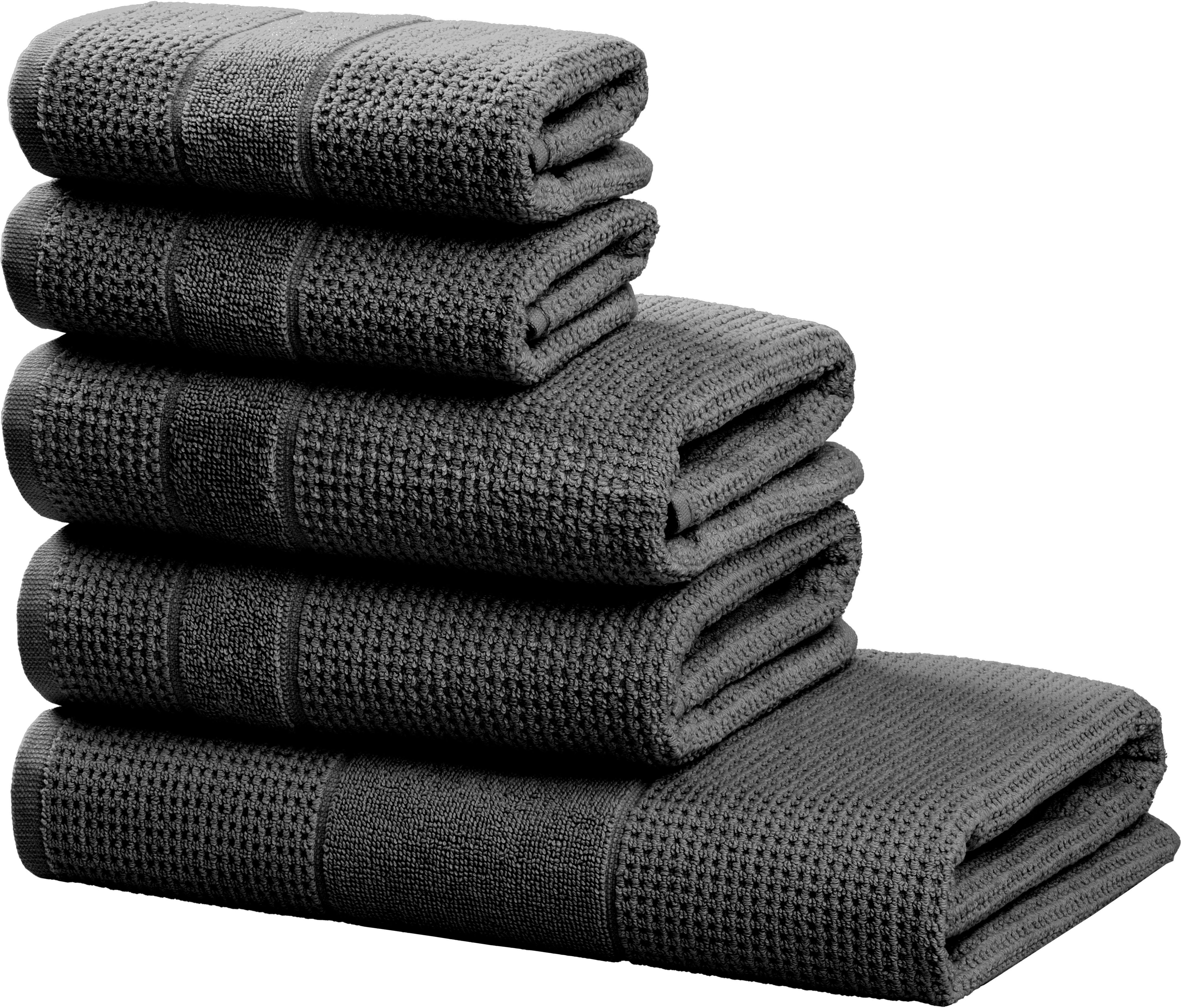 OTTO home Handtuch Set Kimi, Duschtuch, Handtücher und Gästetücher, Walkfrottee (Set, 5-St), 100% Baumwolle, einfarbig, weich, mit Bordüre, besondere Struktur