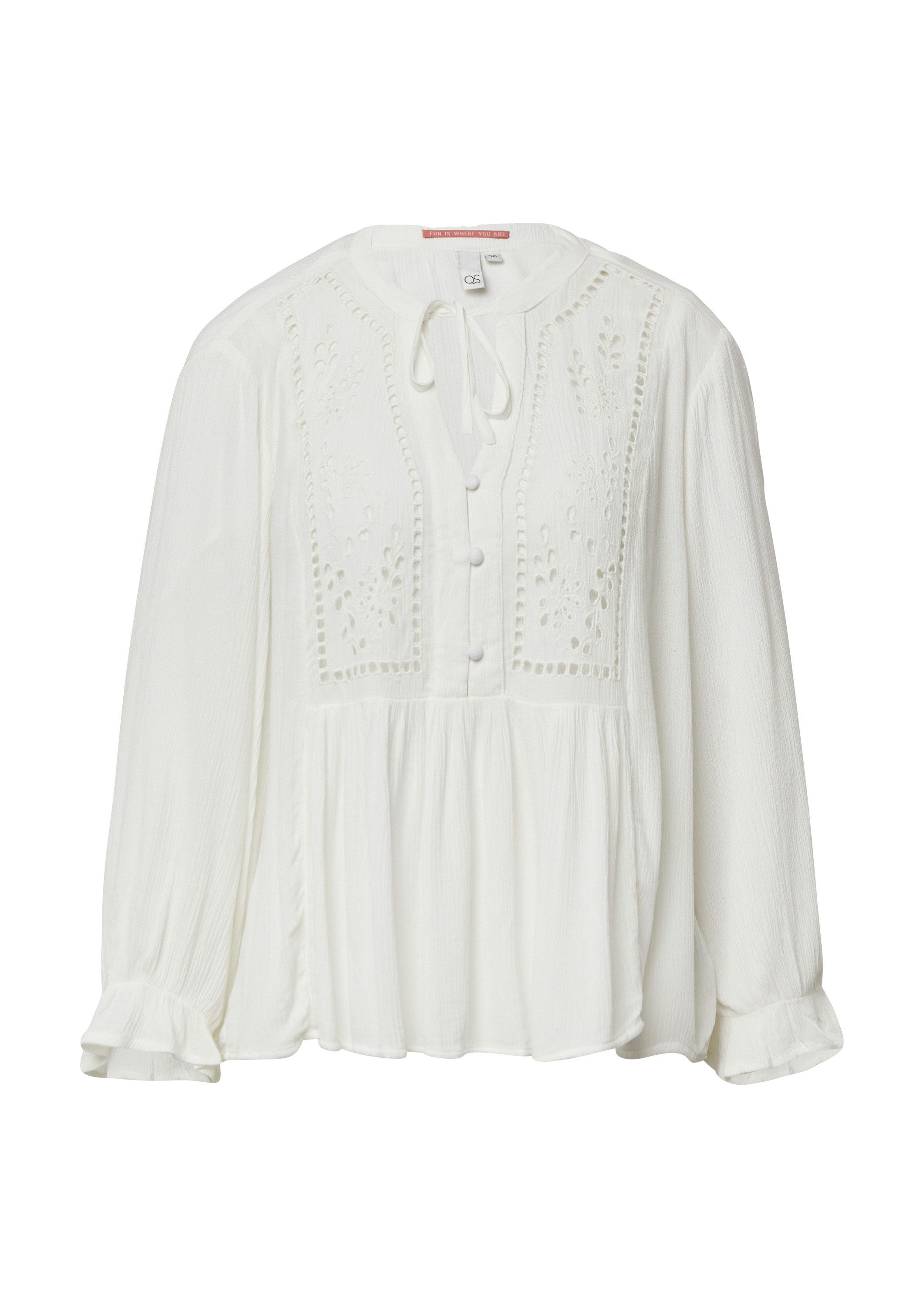 QS Kurzarmbluse Bluse Viskosemix-Bluse mit Lochstickerei günstig online kaufen