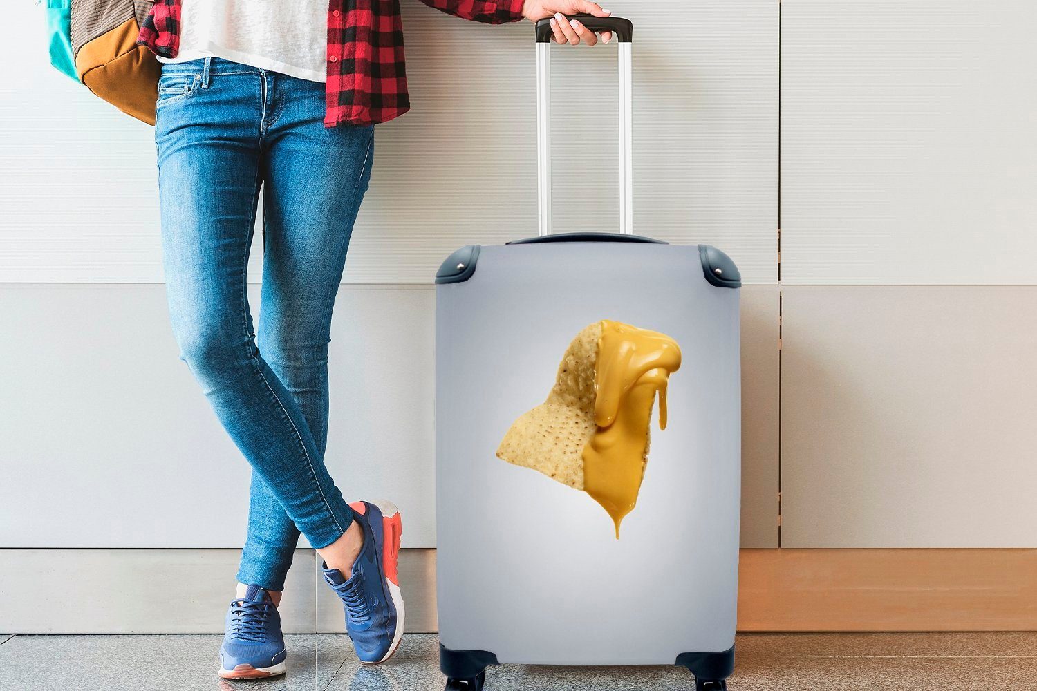 Handgepäckkoffer für Tortilla-Chips mit Handgepäck Ferien, abtropft, einem Rollen, Reisekoffer rollen, der Nacho-Käse, 4 Trolley, von Reisetasche MuchoWow Stück