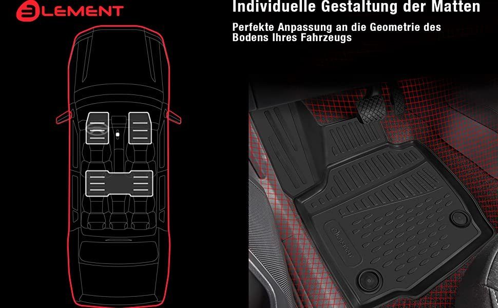 Duster LEMENT Duster 3D 2011-2015, Renault RENAULT 4WD, Fussmatten für Auto-Fußmatten Passgenaue Pkw, für Passgenaue