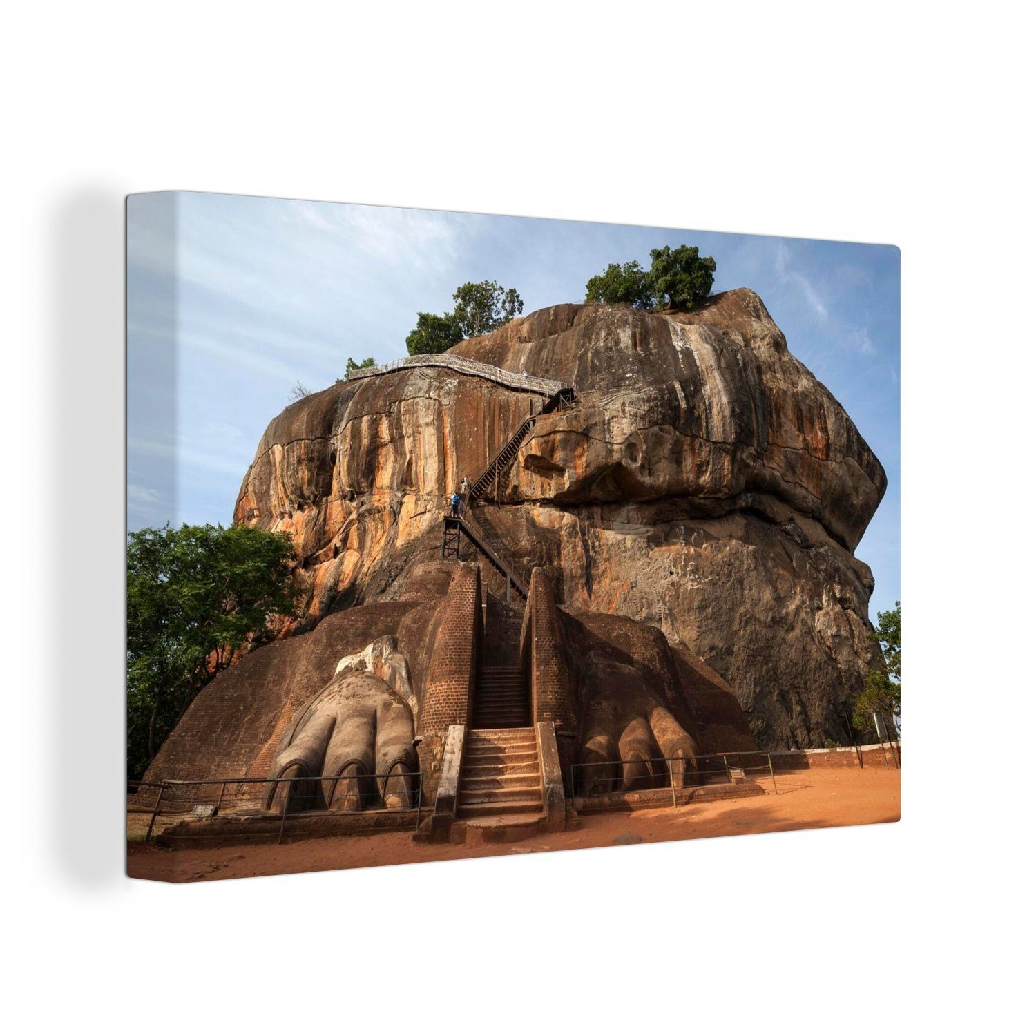 OneMillionCanvasses® Leinwandbild Die Löwentreppe auf dem Sigiriya-Felsen oder dem Löwenfelsen, (1 St), Wandbild Leinwandbilder, Aufhängefertig, Wanddeko, 30x20 cm
