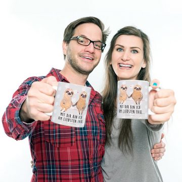Mr. & Mrs. Panda Kinderbecher Faultier Pärchen - Grau Pastell - Geschenk, Kindertasse, Outdoorgesch, Kunststoff, Kindergeschichten Motive