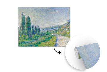 MuchoWow Fototapete Die Straße nach Vétheuil - Gemälde von Claude Monet, Matt, bedruckt, (6 St), Wallpaper für Wohnzimmer, Schlafzimmer, Kinderzimmer, Vinyl Tapete