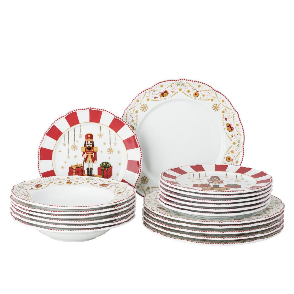 Hutschenreuther Комбіноване обслуговування Christmas Love Weihnachtsgeschirr, 6 Personen, Porzellan, 18-tlg.
