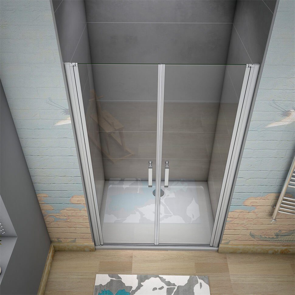 shower spa shower swing door, shower enclosure, shower cubicle, shower door, swing door, pivot door, niche door, single-pane safety glass, (set) clear glass