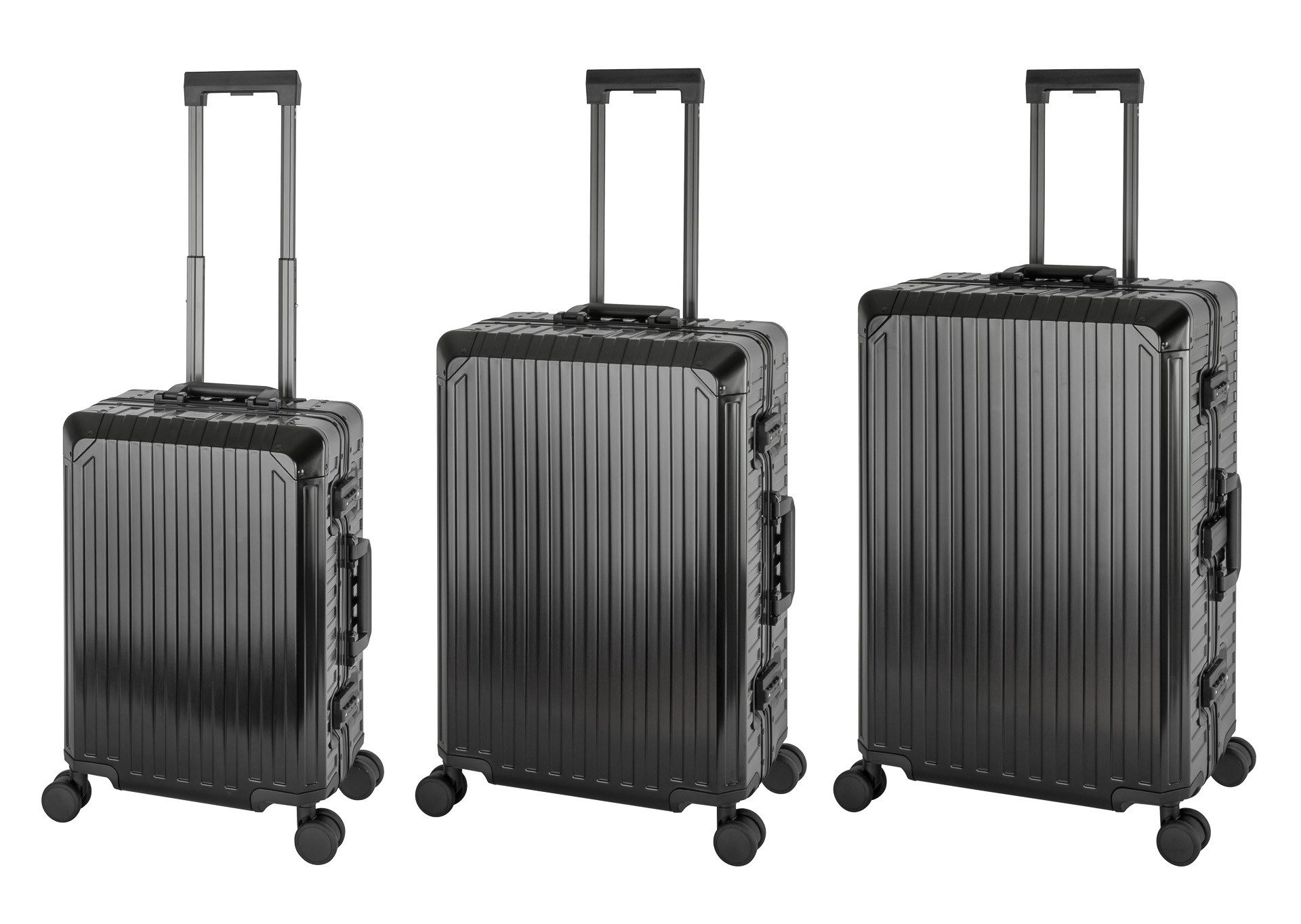 Travelhouse Trolleyset Tokyo, 4 Rollen, (3 tlg., Hartschalen Trolley Set), Aluminium Hartschale TSA Zahlenschloos Aluminium-Rahmen