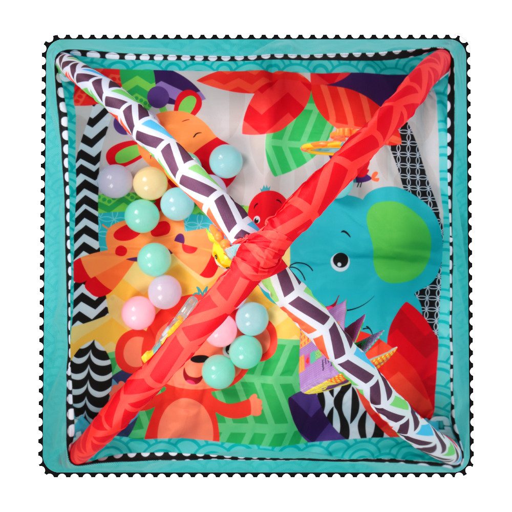 JEOBEST Spielbogen Krabbeldecke, Spieldecke mit Bällebad, Padded Mat for Newborns, mit Spielzeug und 18 Bälle