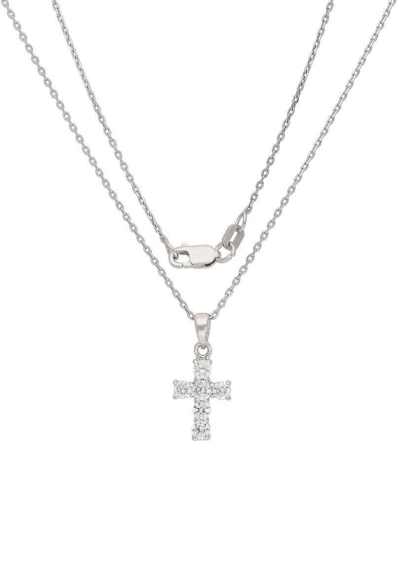 Firetti Kette mit Anhänger Schmuck Geschenk Silber 925 Halsschmuck Halskette Ankerkette Kreuz, mit Zirkonia (synth)