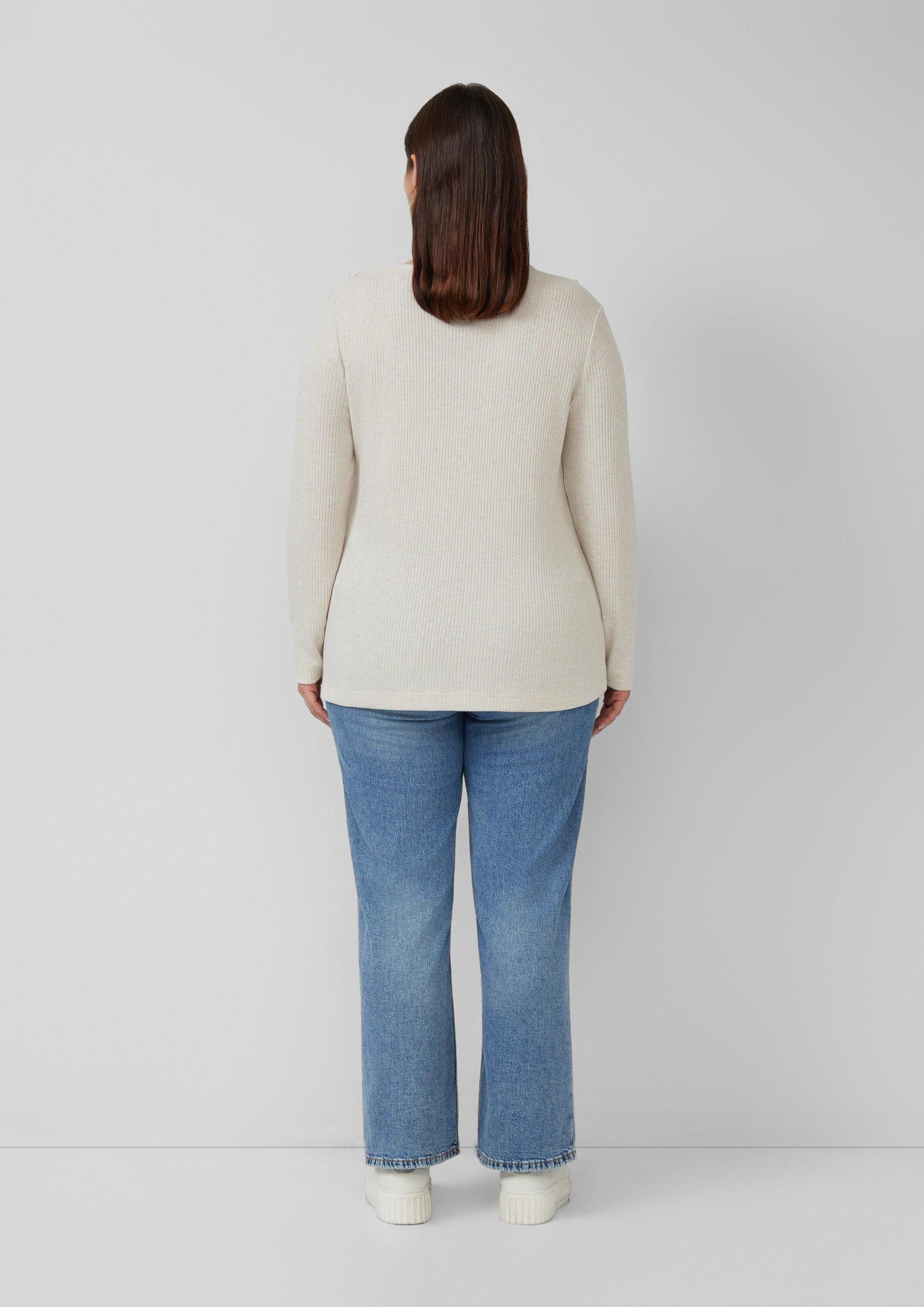 s.Oliver Langarmshirt T-Shirt Strick-Shirt mit Volants