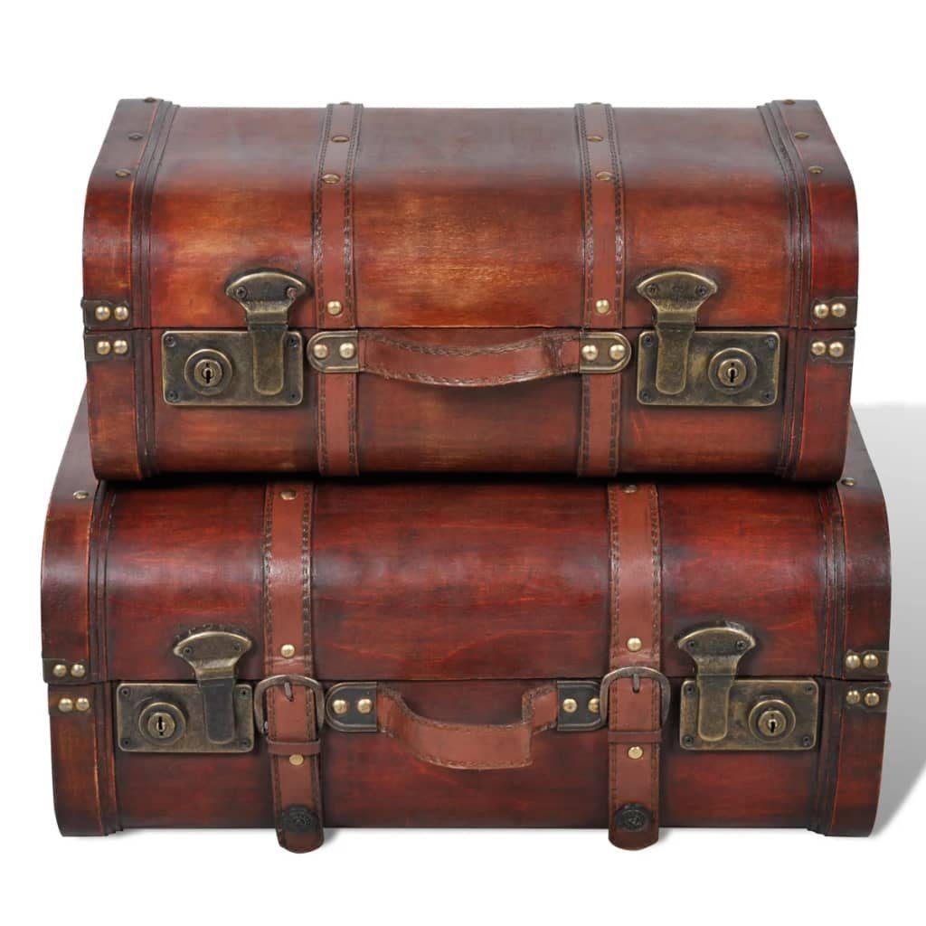Truhe Dekokoffer aus Holz 2 Stk. Retro-Stil Braun